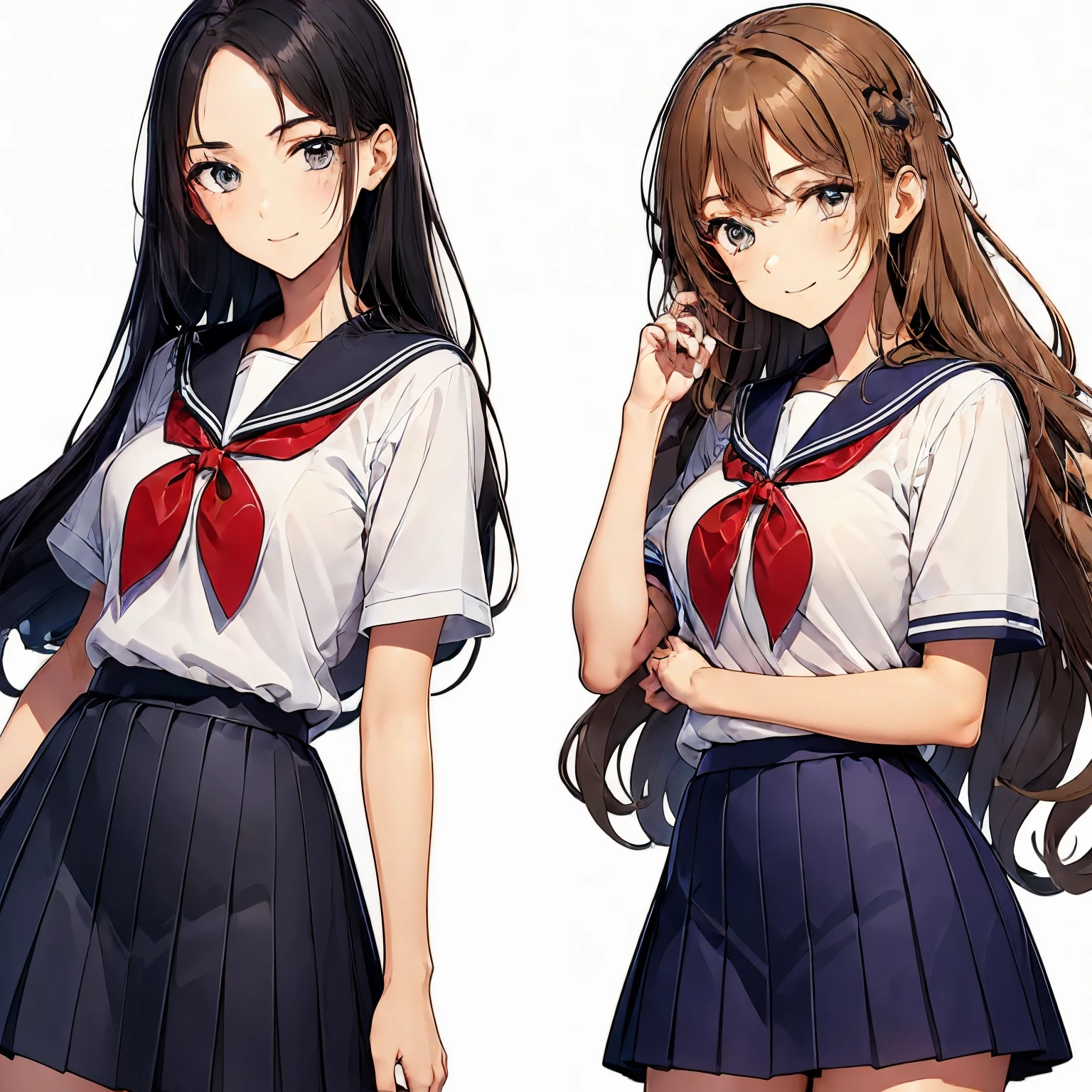 high quality,((2girls,chyuri,snuggling,smile)),Japanese high school student,short sleeve sailor school uniform,