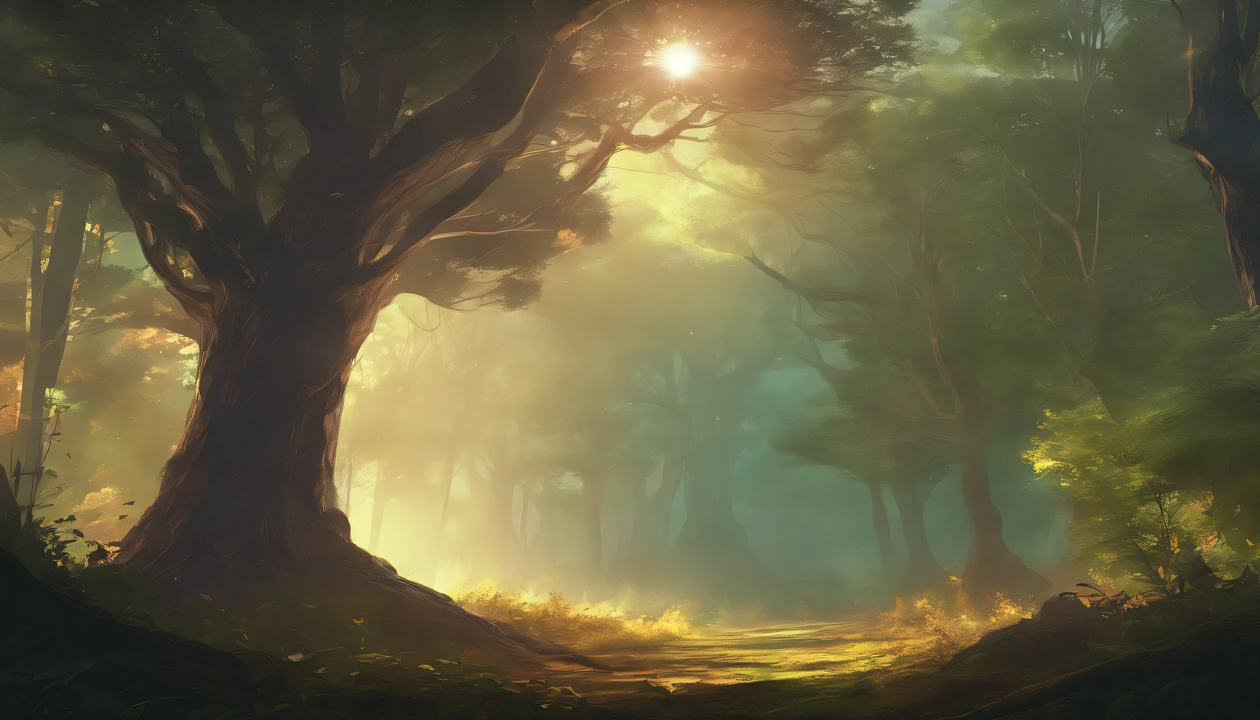 Tree, Forest, Sunlight Through Forest, Tyndall Effect, 8K Ultra HD