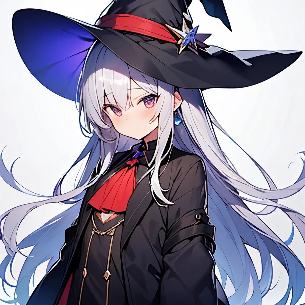 great witch、cute little boy、women's clothing、Dressing in the opposite sex、cute、magic、flat chest、Beautiful silver hair mixed with blue、fiery red eyes