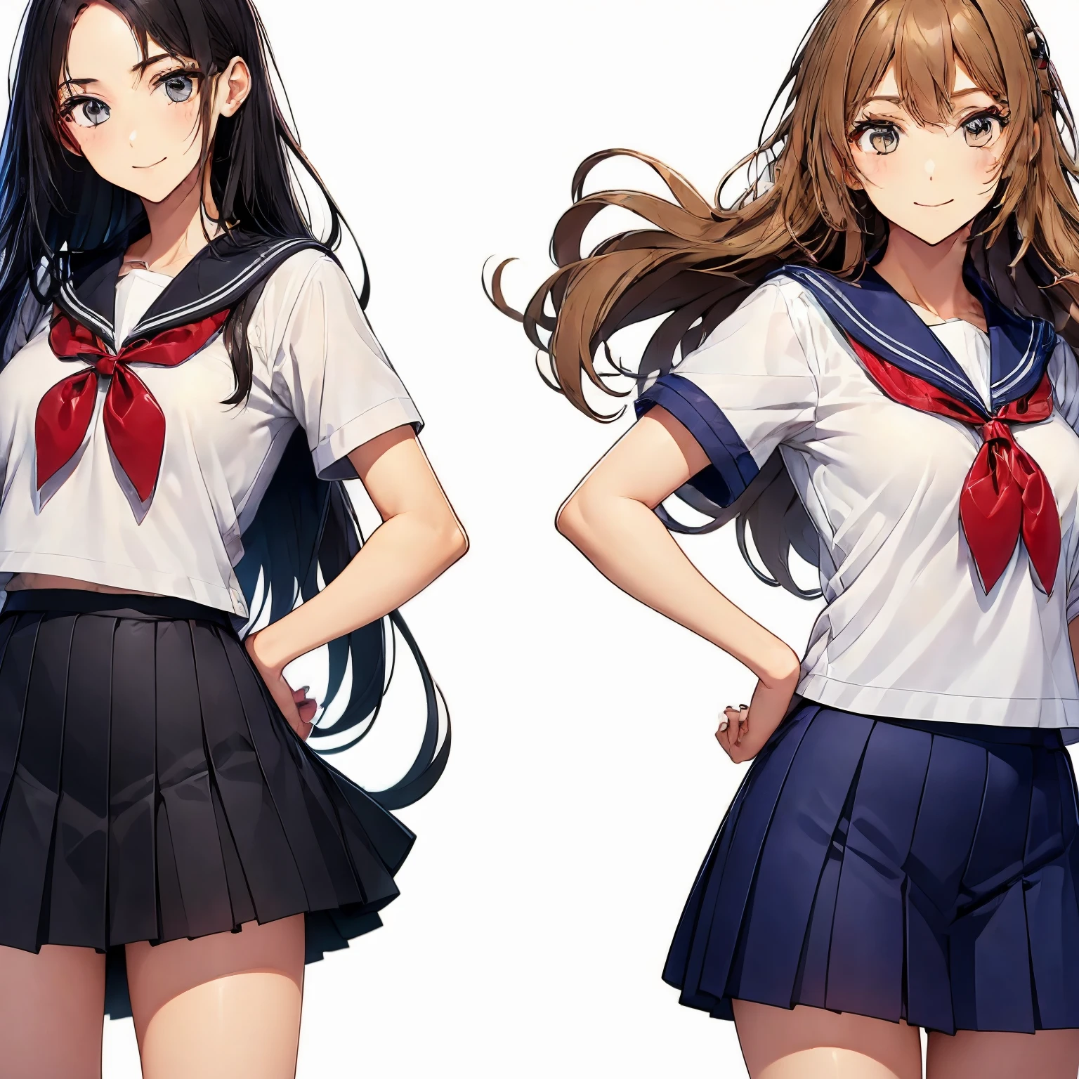 high quality,((2girls,chyuri,snuggling,smile)),Japanese high school student,short sleeve sailor school uniform,