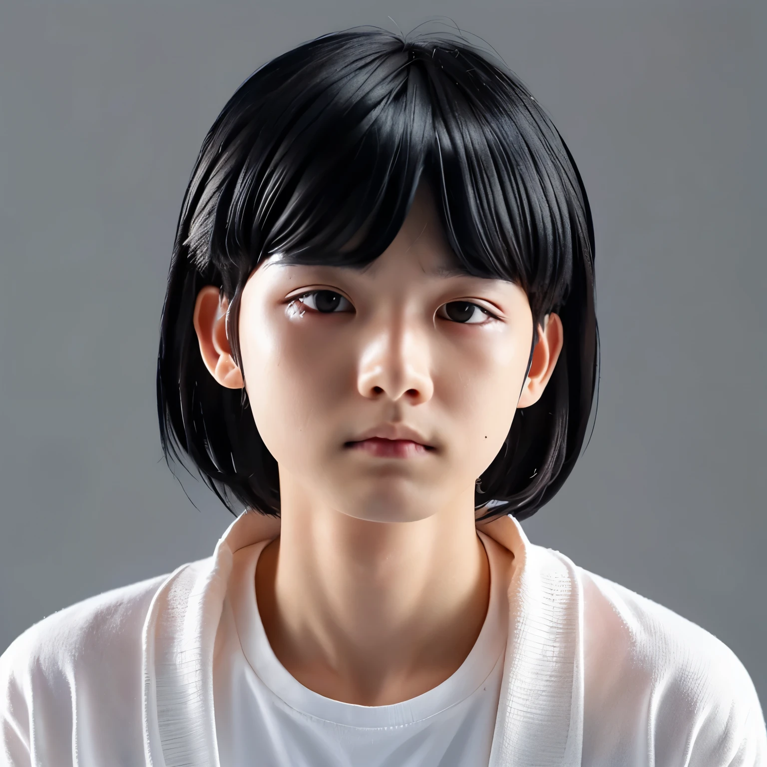 A young man with black hair and tired eyes...