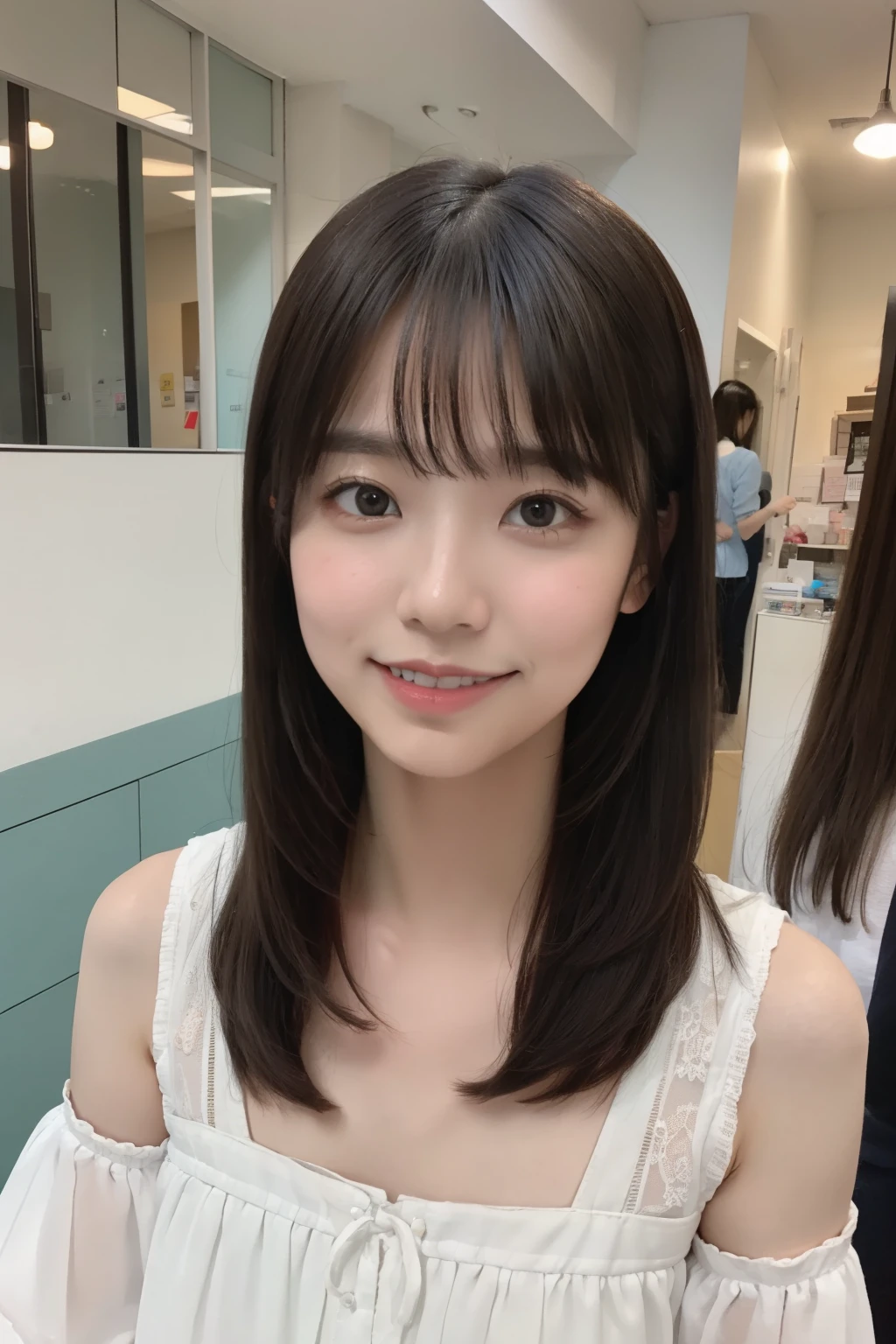 (((medium shot))), two girls, pretty girl、14 years old, smile, summer mini dress、Happy, cute eyes, 8k, masterpiece, anatomically correct, high detail, high quality, High resolution, 最high quality, 16k,