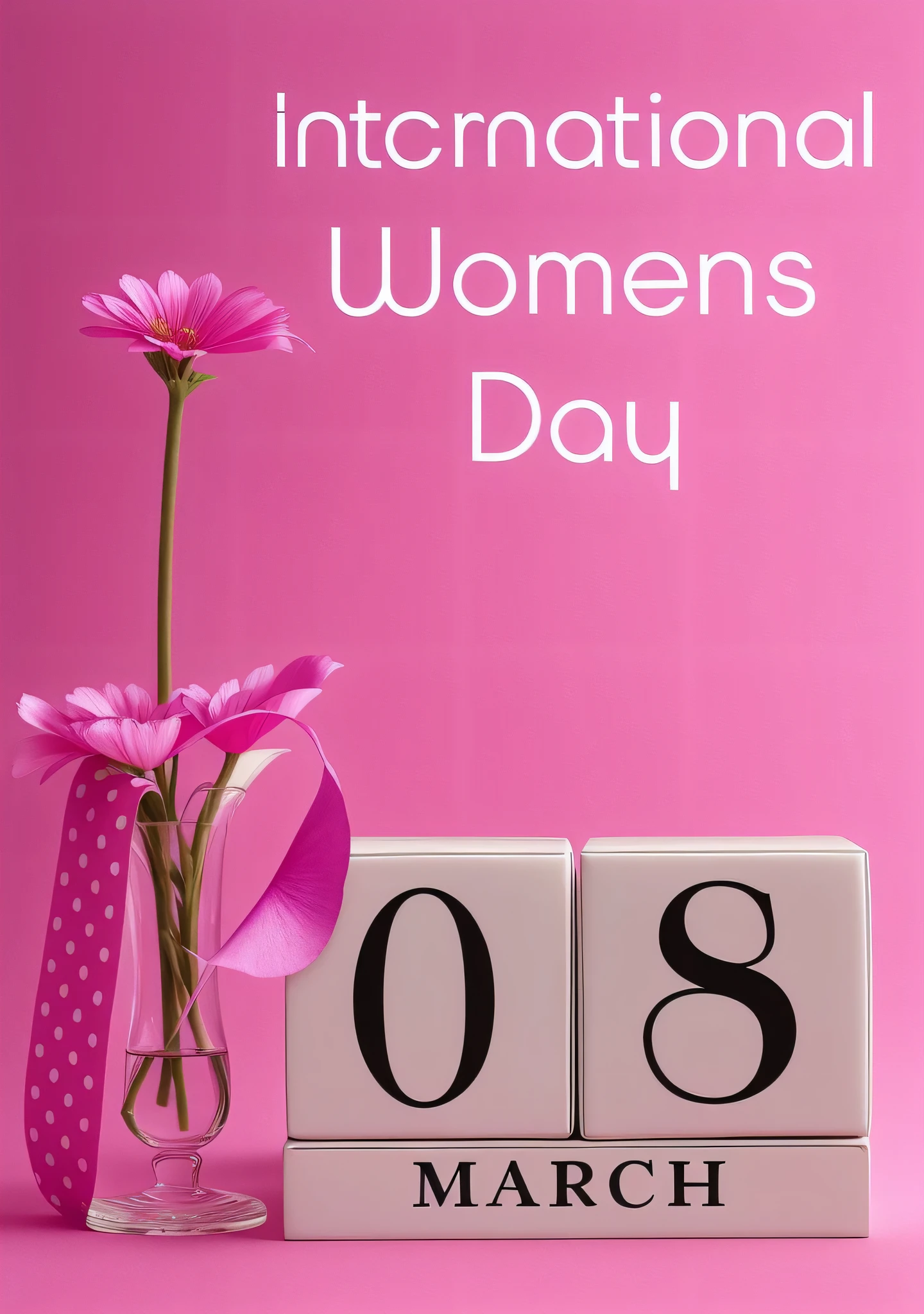 a close up of a pink flower in a vase next to a block with the date of march 8, women, a woman, female calendar, woman, by Gwen Barnard, corinne day, day, by Juliette Wytsman, beautiful women, oct, february), by Susan Heidi, noon, femme, by Sylvia Wishart, by Pamela Drew, edited, graphic, may