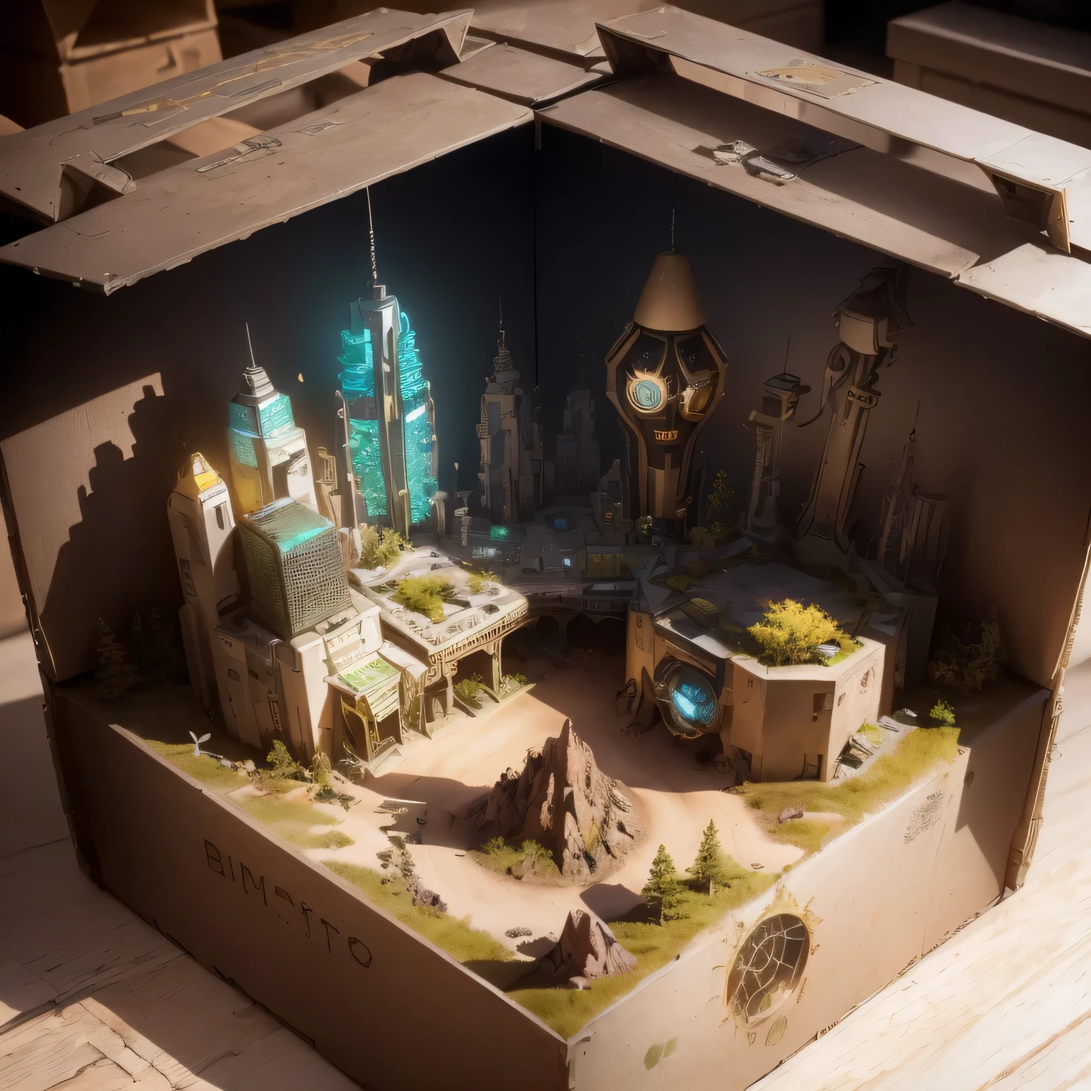 3598年Mars realistic model, (split ends, original photo, best quality, masterpiece:1.4),Steampunk Cyberpunk 6820 City,(CyberpunkMars light:1.3), Mars (related to land),(in a small nature box:1.3),Isometric, small nature, landscape on foundation,landscape,