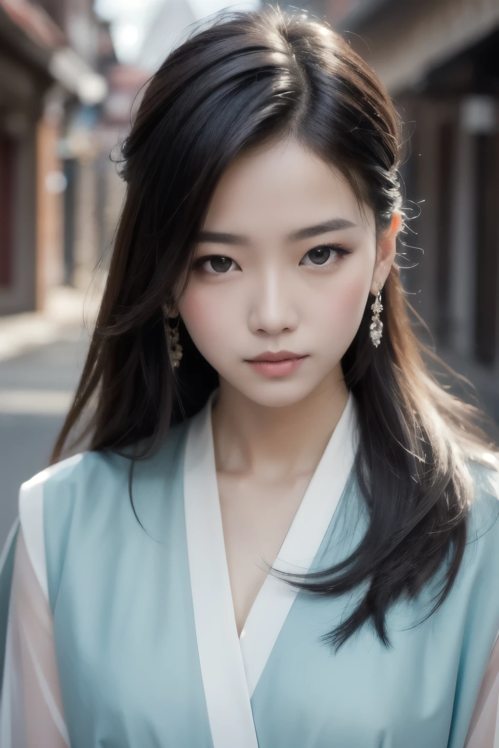 realistic portrait, fleeting vision, pure beauty genius, extraordinary beautiful young woman face,Indonesia, beautiful appearance, detail Translucent elegant red Hanbok clothing, beautiful female model with long hair ,Castle background Hwaseong ultra focus, radiant face, perfectly symmetrical eyes, sunlight tracing, 8k resolution, HDR