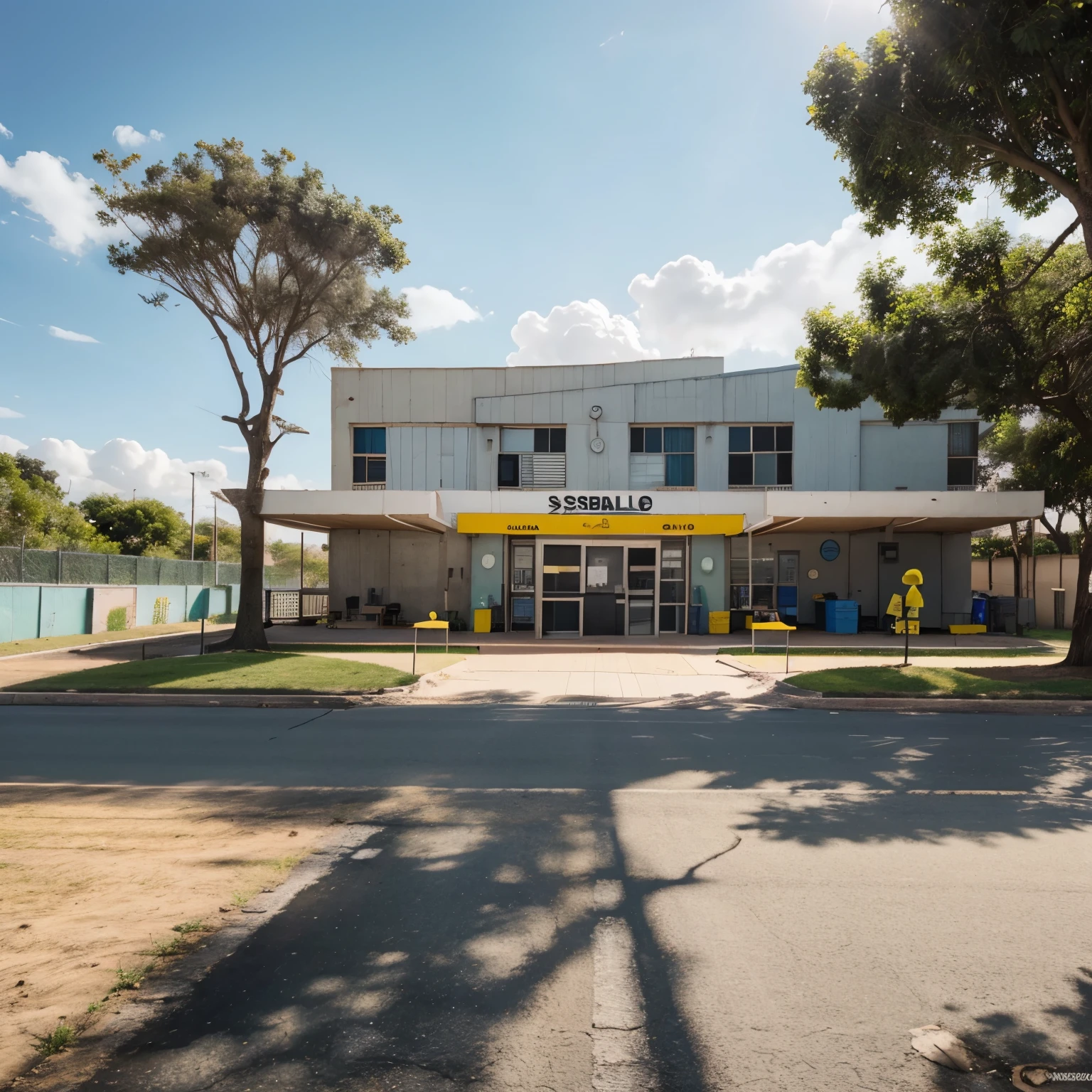 Paisaje y que en medio tenga una escuela, that has the simpsons animation and that there are no people
