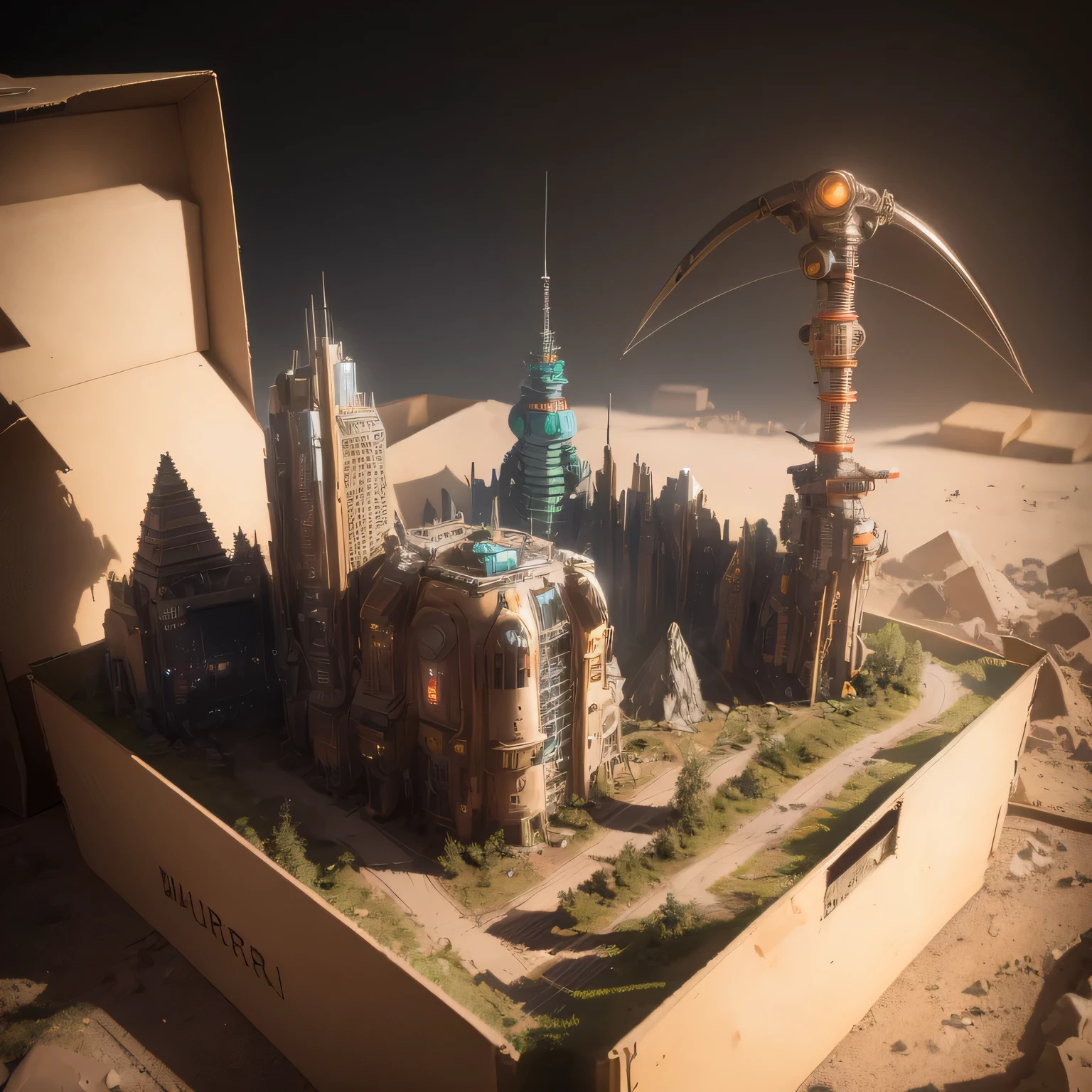 3598年Mars realistic model, (split ends, original photo, best quality, masterpiece:1.4),Steampunk Cyberpunk 6820 City,(CyberpunkMars light:1.3), Mars (related to land),(in a small nature box:1.3),Isometric, small nature, landscape on foundation,landscape,