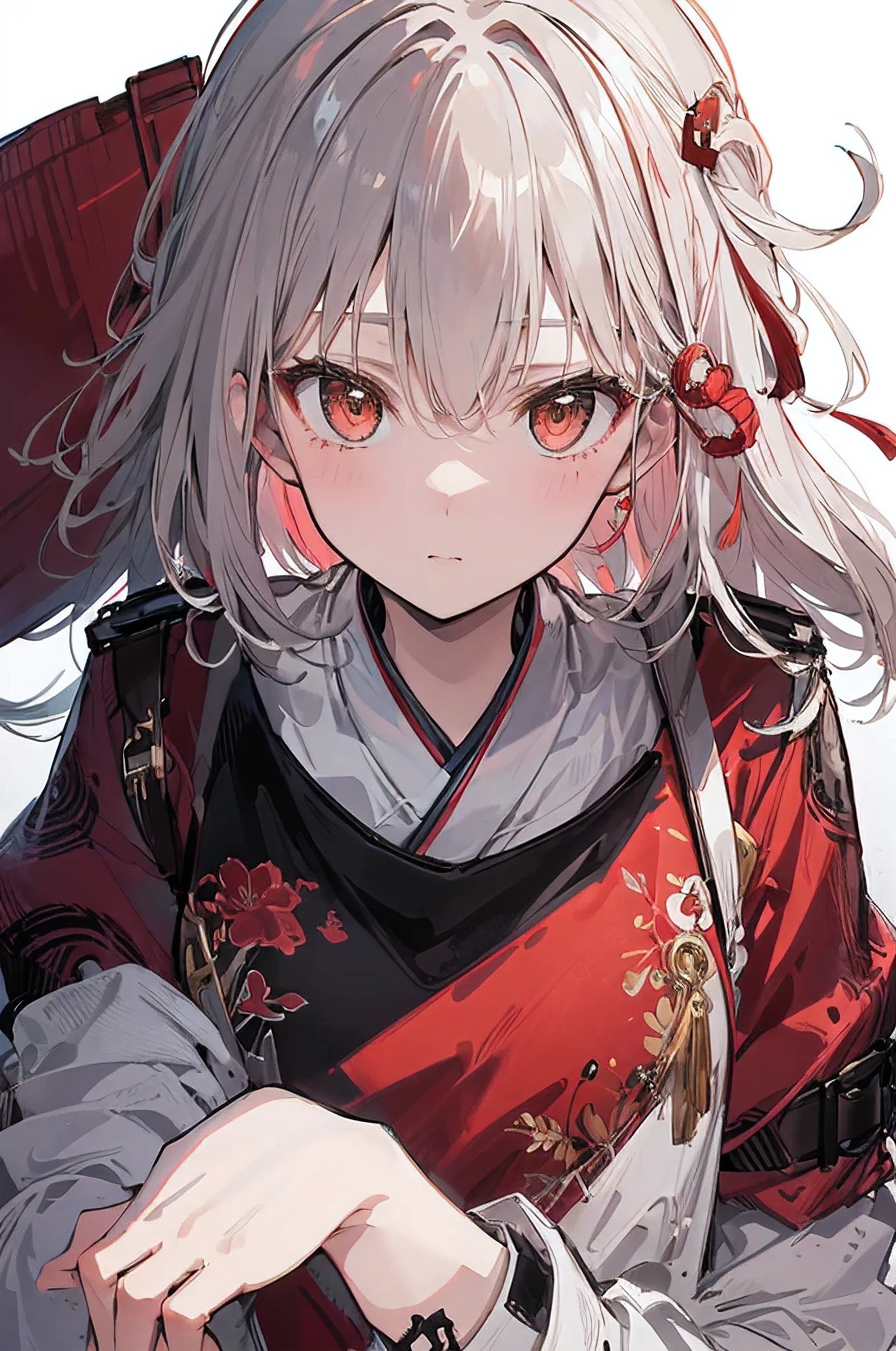 true performance , The painting depicts a giant wolf head and a girl wearing a red cloak,Full of fantasy、suspense elements,A fusion of modern and traditional art styles。The background of the drawing consists of abstract shapes and oriental designs,Adds to the mysterious atmosphere。The upper and lower borders of the drawing are marked in red,Asian traditional art。The color scheme of the entire painting is dominated by pastel tones