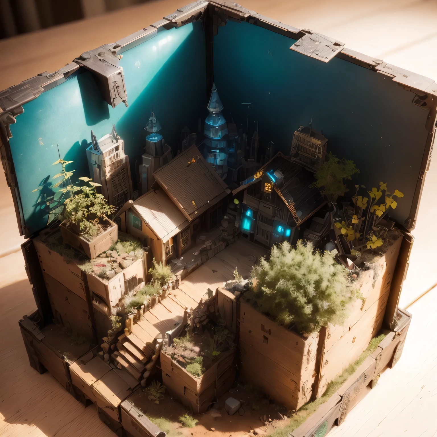 3598年Mars realistic model, (split ends, original photo, best quality, masterpiece:1.4),Steampunk Cyberpunk 6820 City,(CyberpunkMars light:1.3), Mars (related to land),(in a small nature box:1.3),Isometric, small nature, landscape on foundation,landscape,