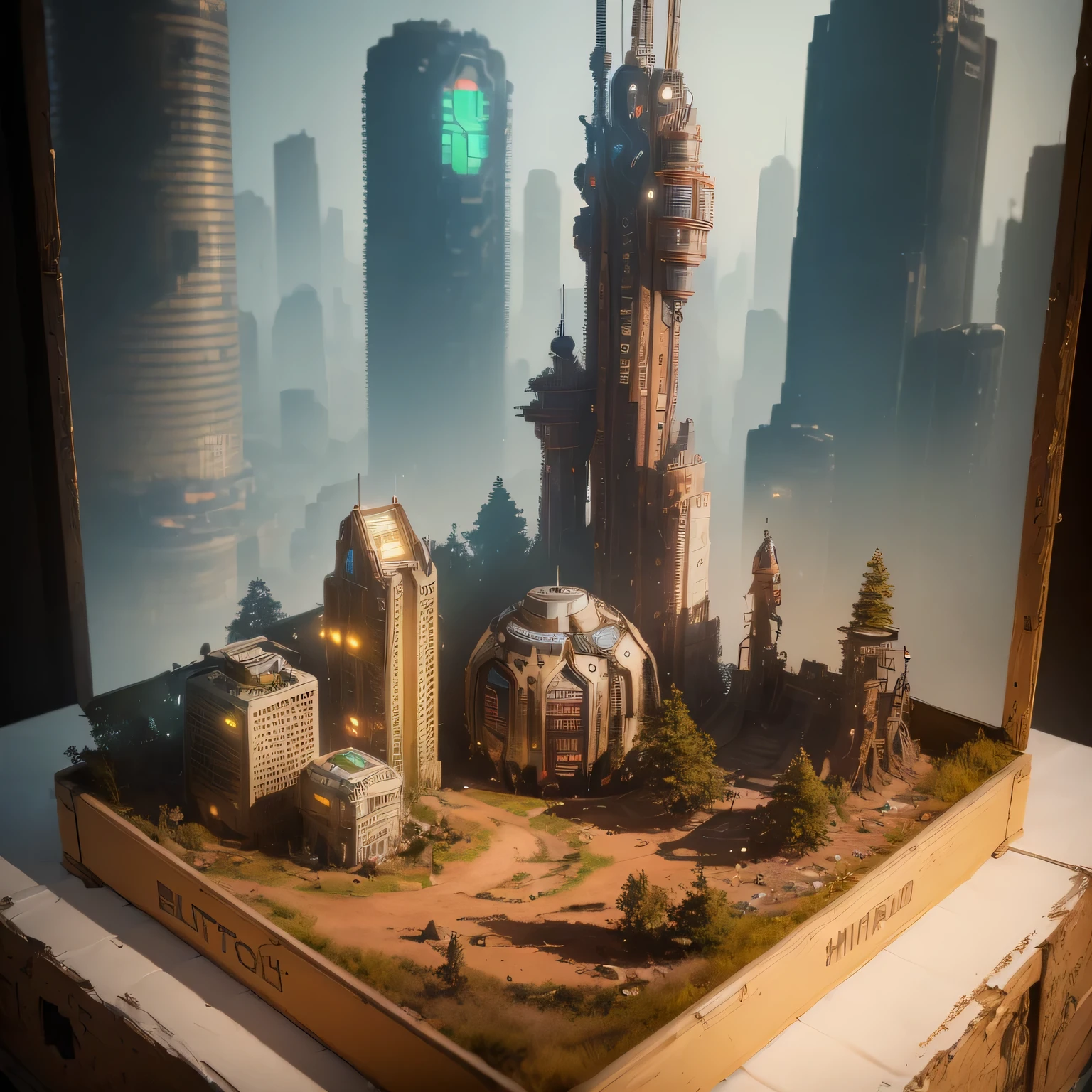 3598年Mars realistic model, (split ends, original photo, best quality, masterpiece:1.4),Steampunk Cyberpunk 6820 City,(CyberpunkMars light:1.3), Mars (related to land),(in a small nature box:1.3),Isometric, small nature, landscape on foundation,landscape,