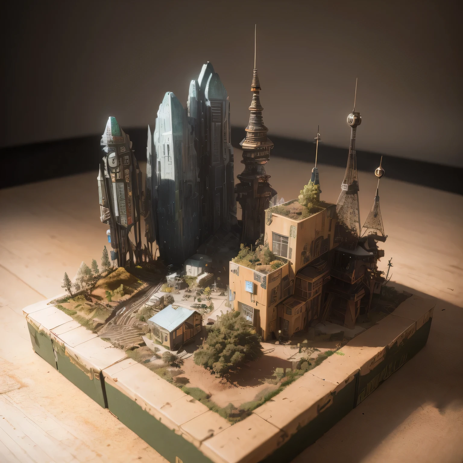 3598年Mars realistic model, (split ends, original photo, best quality, masterpiece:1.4),Steampunk Cyberpunk 6820 City,(CyberpunkMars light:1.3), Mars (related to land),(in a small nature box:1.3),Isometric, small nature, landscape on foundation,landscape,
