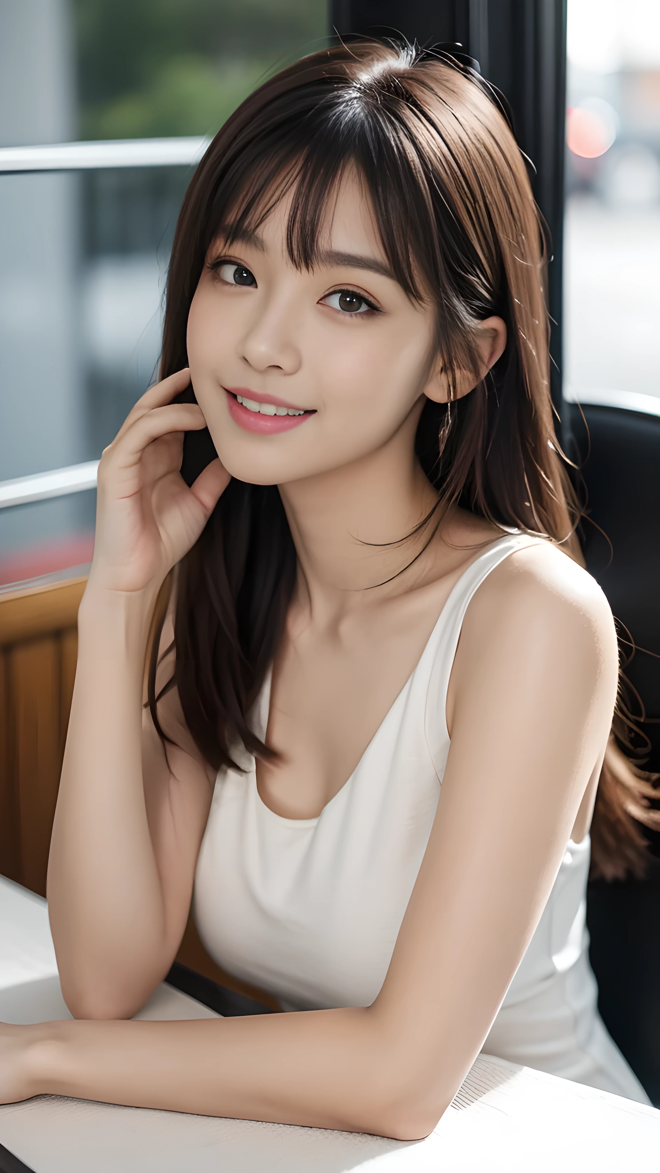 (table top:1.3), High resolution, Super detailed, Highly detailed CG Unity 8k wallpaper, realistic, photo-realistic, RAW photo, beautiful and detailed face, white skin, realistic skin, fine fabric texture, detailed hair texture, perfect proportions, beautiful face, Accurate, anatomically correct, Highly detailed face and skin texture, natural neck length, (beautiful hand air skin:1.2), thin legs, thin legs, fine eyes, symmetrical eyes, light brown eyes, double eyelid, thin eyebrows, (glossy lips:1.4), (goddess smile:1.2),
break,
(classy and cute girl:1.3),
(medium big breasts), (slender body shape:1.2),
(Hair color is random, hair length is random, Hairstyle is random), (( asymmetrical bangs:1.2)), (upper body shot:1.2),
,bus guide、night、cold winter season、nice random place、outside、The presence or absence of a hat is random..、Random outfit with random colors, but、that dress is so sexy、male