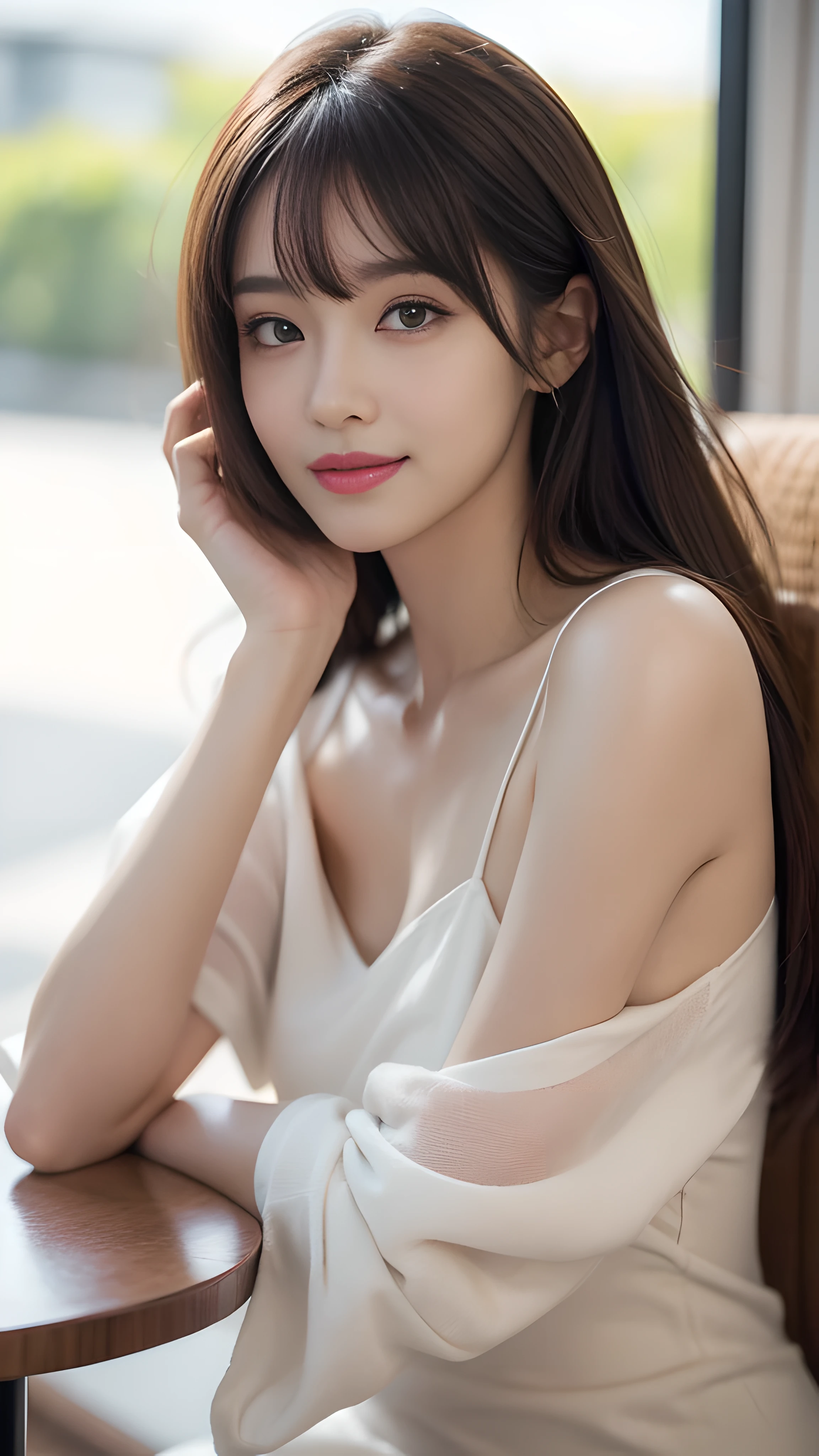 (table top:1.3), High resolution, Super detailed, Highly detailed CG Unity 8k wallpaper, realistic, photo-realistic, RAW photo, beautiful and detailed face, white skin, realistic skin, fine fabric texture, detailed hair texture, perfect proportions, beautiful face, Accurate, anatomically correct, Highly detailed face and skin texture, natural neck length, (beautiful hand air skin:1.2), thin legs, thin legs, fine eyes, symmetrical eyes, light brown eyes, double eyelid, thin eyebrows, (glossy lips:1.4), (goddess smile:1.2), 
break, 
(classy and cute girl:1.3), 
(medium big breasts), (slender body shape:1.2), 
(Hair color is random, hair length is random, Hairstyle is random), (( asymmetrical bangs:1.2)), (upper body shot:1.2), 
 ,bus guide、night、cold winter season、nice random place、outside、The presence or absence of a hat is random..、Random outfit with random colors, but、that dress is so sexy、male