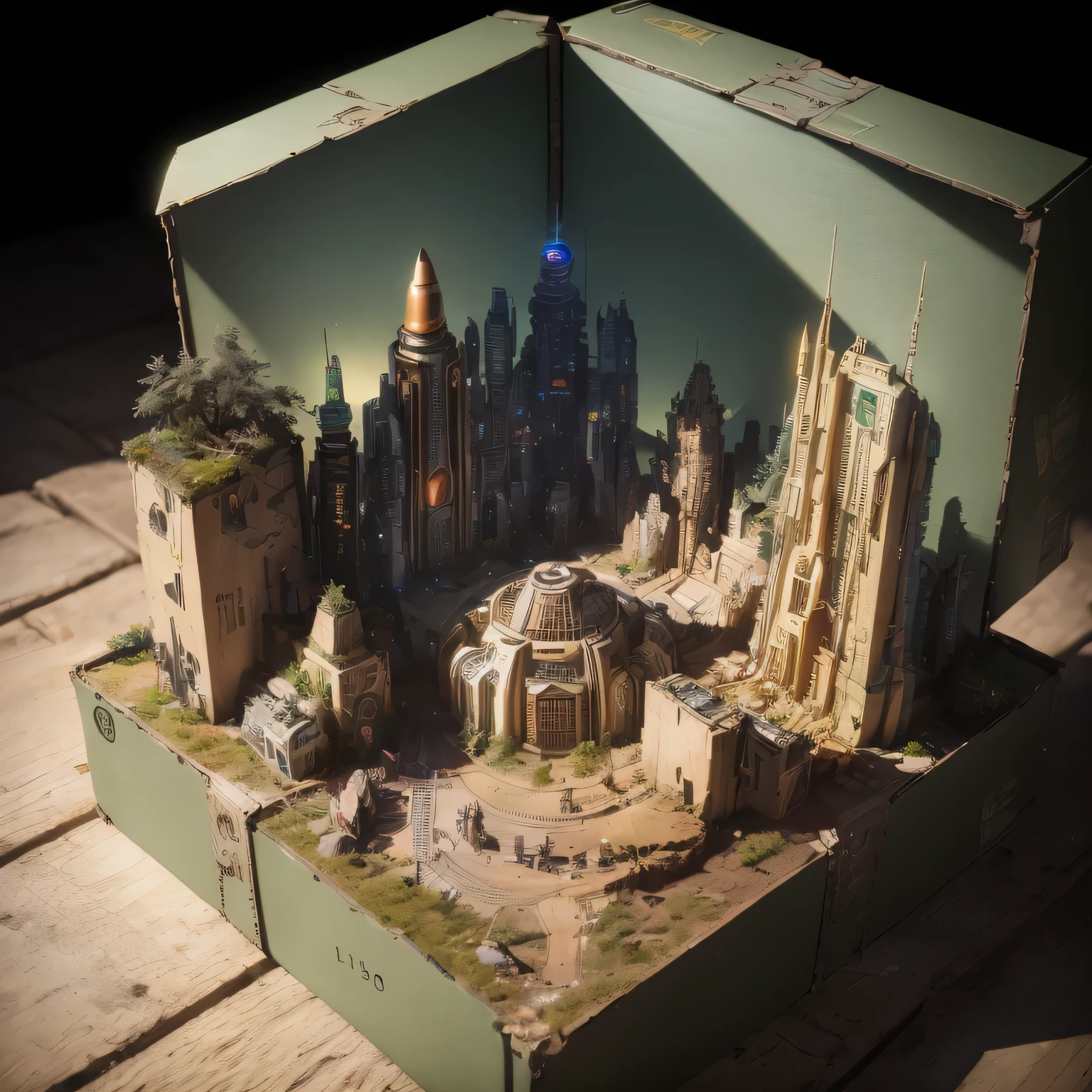 3598年Mars realistic model, (split ends, original photo, best quality, masterpiece:1.4),Steampunk Cyberpunk 6820 City,(CyberpunkMars light:1.3), Mars (related to land),(in a small nature box:1.3),Isometric, small nature, landscape on foundation,landscape,
