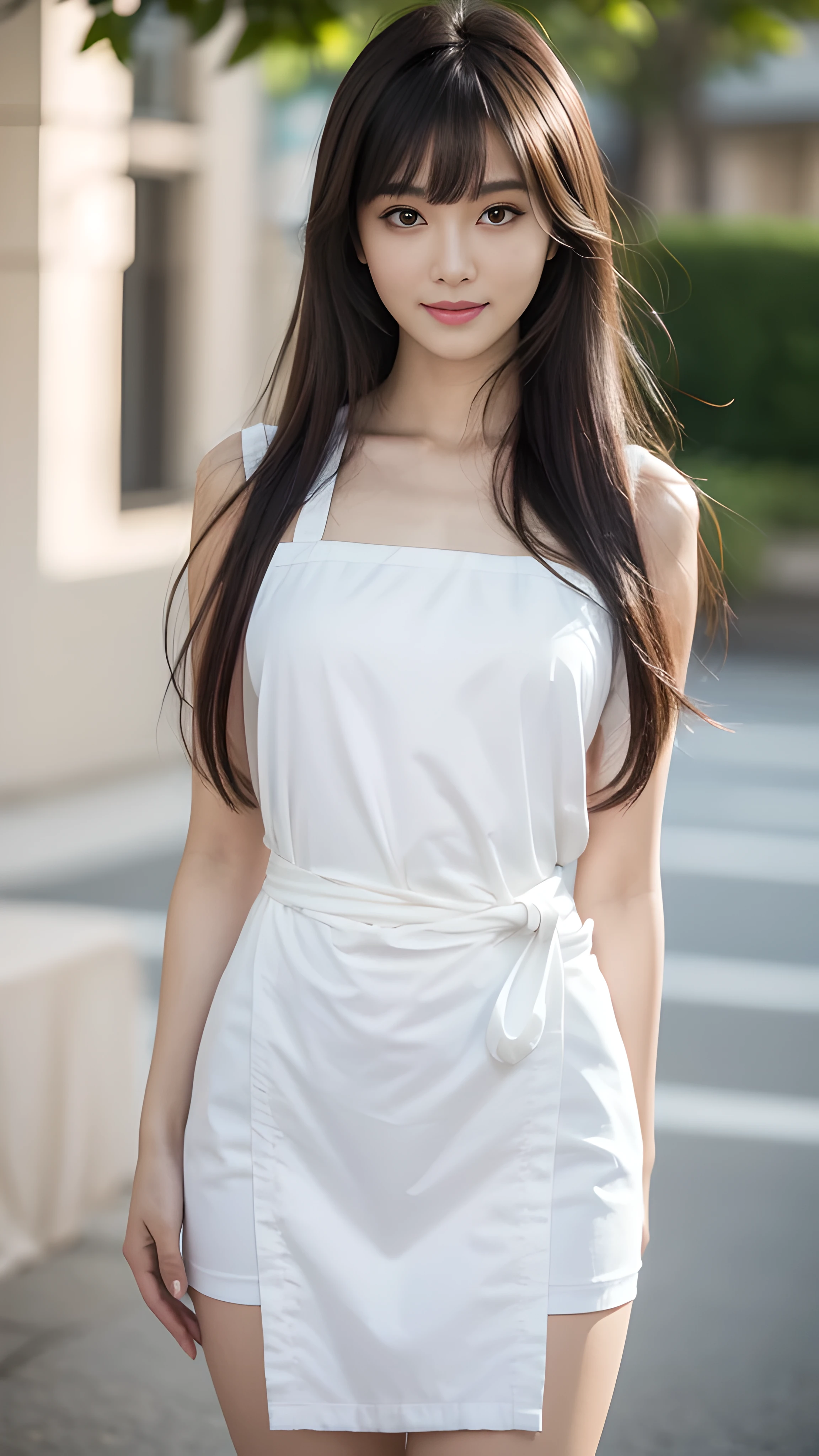 High resolution, Super detailed, Highly detailed CG Unity 8k wallpaper, realistic, photo-realistic, RAW photo, beautiful and detailed face, white skin, realistic skin, fine fabric texture, detailed hair texture, perfect proportions, beautiful face, Accurate, anatomically correct, Highly detailed face and skin texture, natural neck length, (beautiful hand air skin:1.2), thin legs, thin legs, fine eyes, symmetrical eyes, light brown eyes, double eyelid, thin eyebrows, (glossy lips:1.4), (goddess smile:1.2),
break,
(classy and cute girl:1.3),
(medium big breasts), (slender body shape:1.2),
(Hair color is random, hair length is random, Hairstyle is random), (( asymmetrical bangs:1.2)), (upper body shot:1.2),
,bus guide、night、cold winter season、nice random place、outside、The presence or absence of a hat is random..、Naked, wearing only an apron, Apron color is random, but、An apron with a very sophisticated and carefully designed design..、male, (Arms tied behind the waist:1.5)