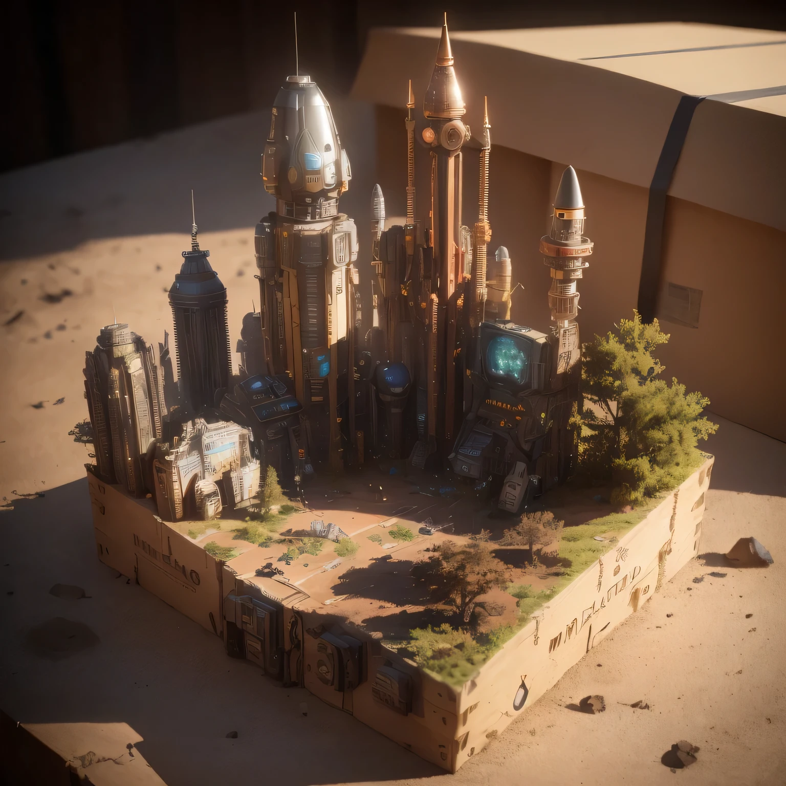 3598年Mars realistic model, (split ends, original photo, best quality, masterpiece:1.4),Steampunk Cyberpunk 6820 City,(CyberpunkMars light:1.3), Mars (related to land),(in a small nature box:1.3),Isometric, small nature, landscape on foundation,landscape,
