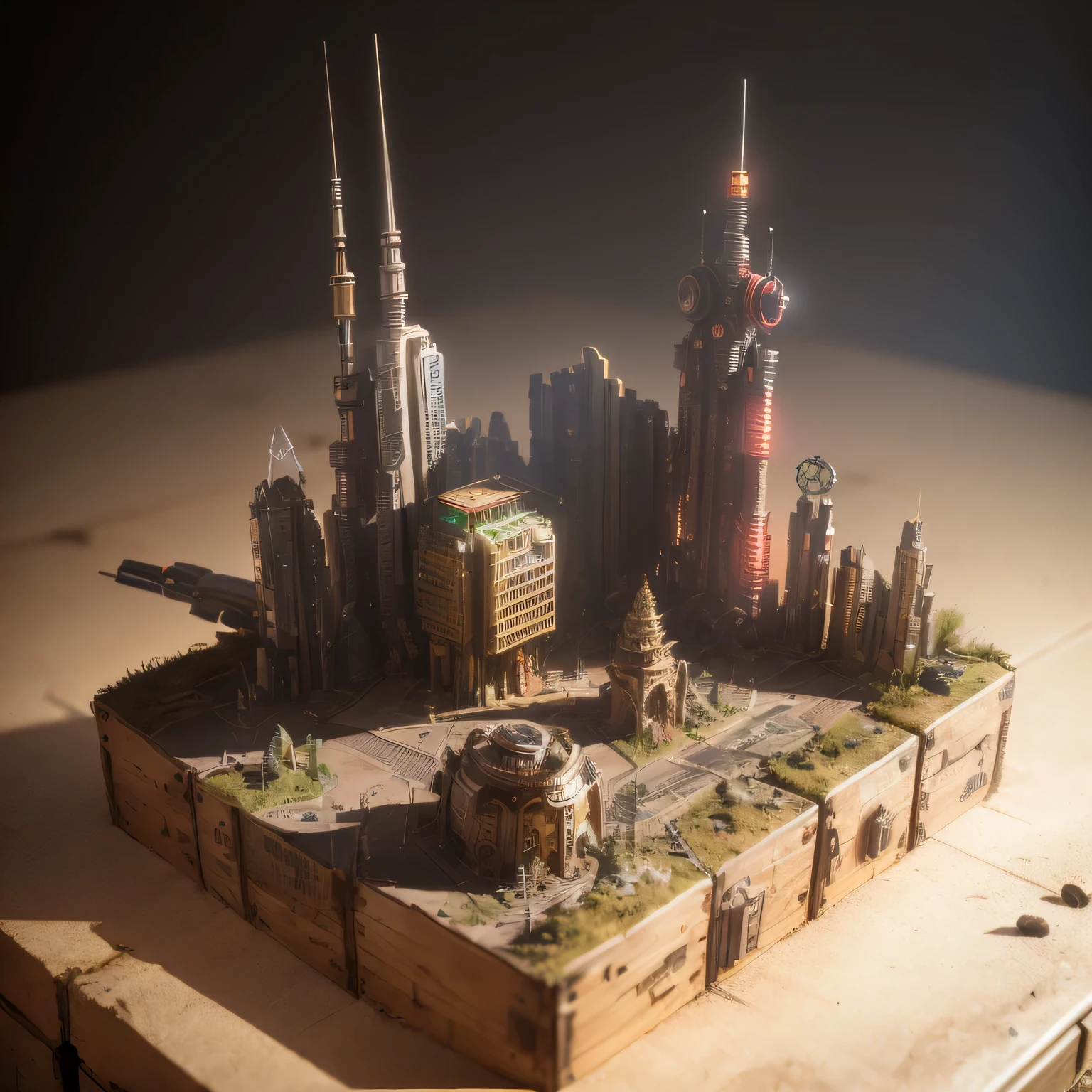 3598年Mars realistic model, (split ends, original photo, best quality, masterpiece:1.4),Steampunk Cyberpunk 6820 City,(CyberpunkMars light:1.3), Mars (related to land),(in a small nature box:1.3),Isometric, small nature, landscape on foundation,landscape,