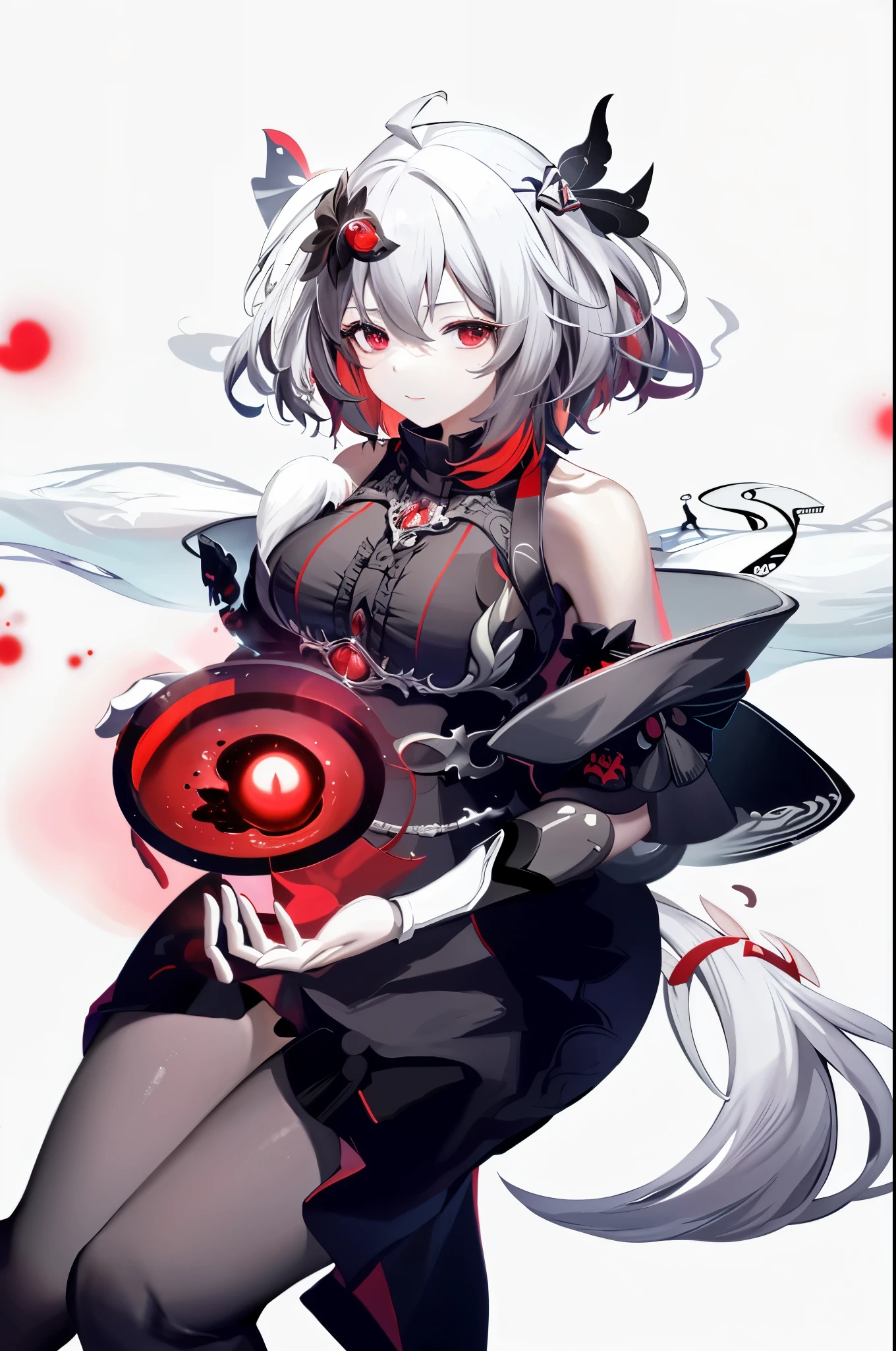 Anime girl with horns and devilish skirt holding red object, Demon Slayer: Rui fan art, Demon anime girl, Digital art on pixiv, Shepard fairy tale style art, zero art, pixiv contest winners, Demon Slayer art style, Detailed fanart, anime style characters, Anime style digital art, Anime girl wearing black dress, pixiv style, Official fan art,4K,Novel cover level