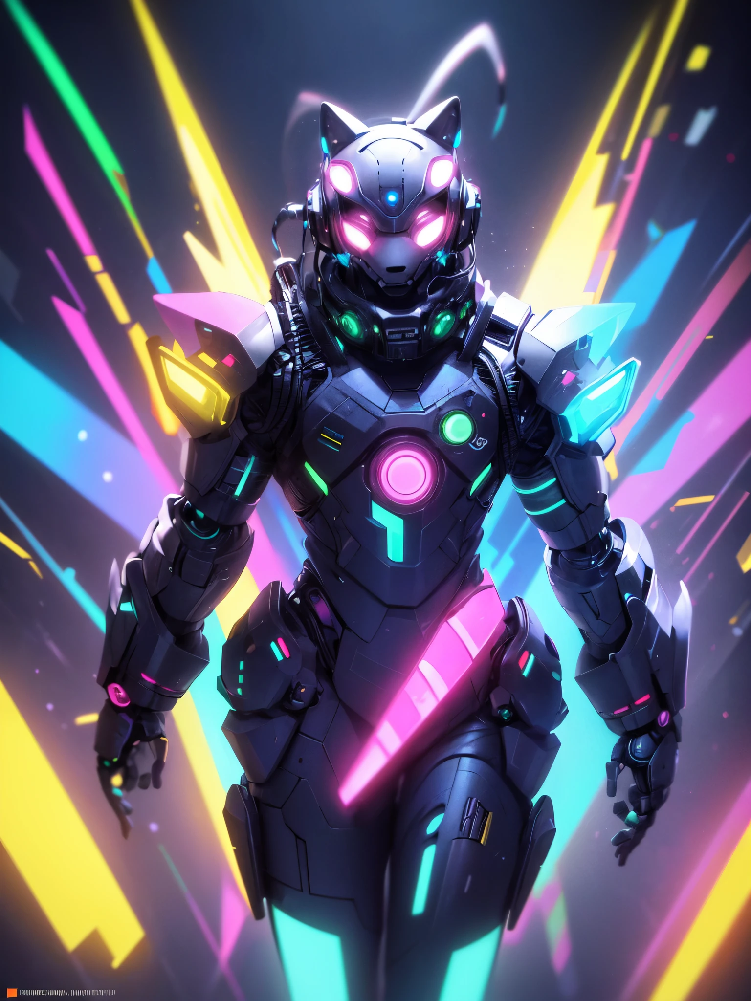 Furry,Robot,Cyberpunk,Raver,Multicolor lights,, male