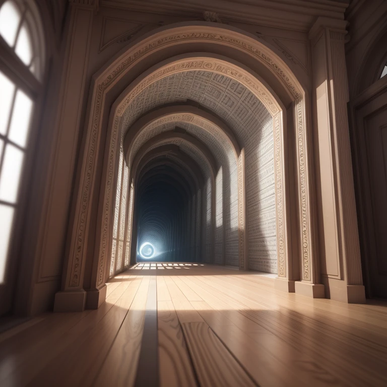 (highest quality,8K,High resolution),super detailed, unrealistic、3D、three-dimensional, (Optical Illusions)、optical illusion、many cubes of different sizes、black and white、Interaction of light and shadow、spiral、undulating tunnel、depth、Light