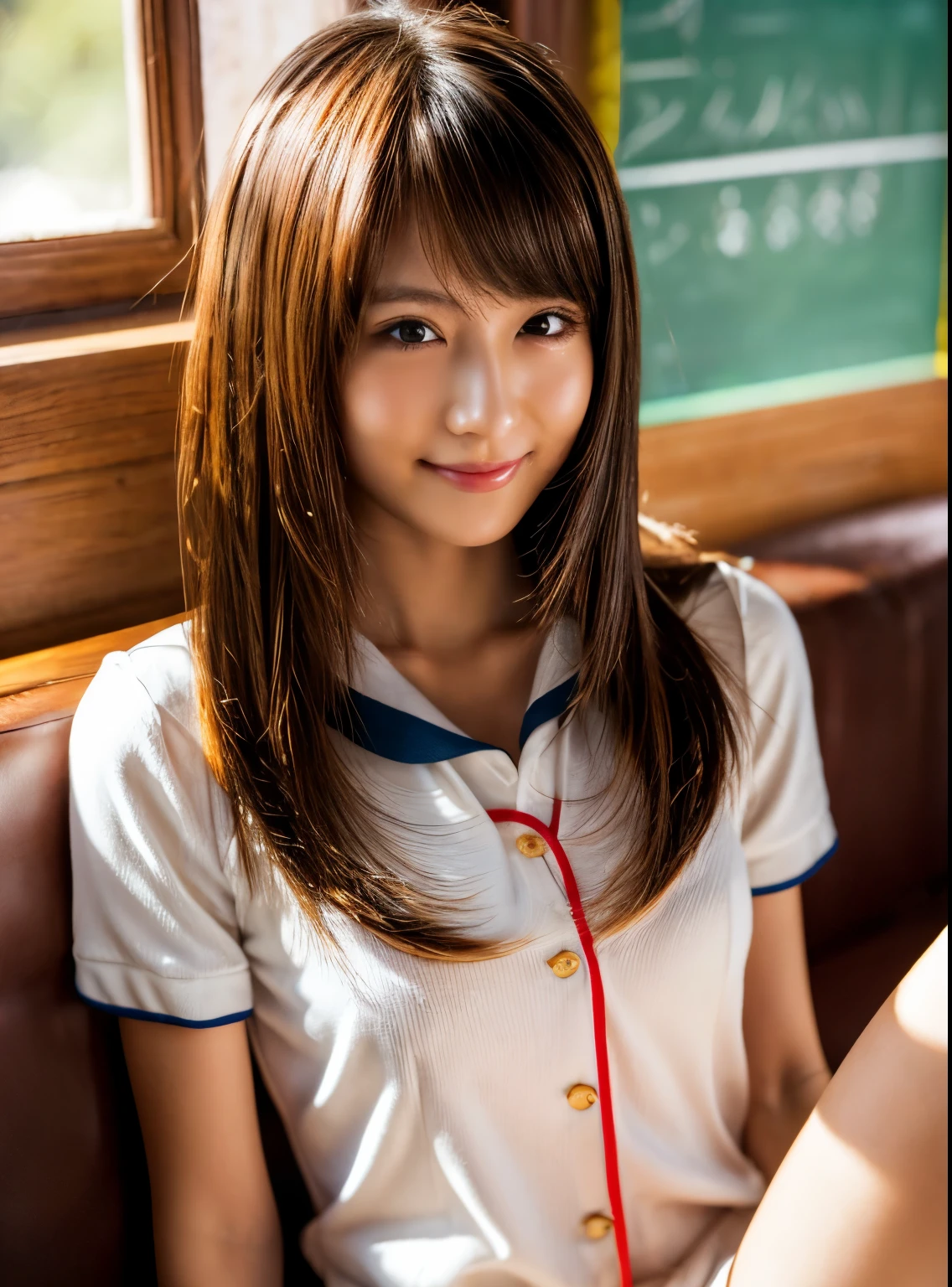 8K,highest quality, table top, super detailed, Super high resolution, realistic, RAW photo, absurd, absolute resolution, 1 girl, alone,Upper body, (looking at the viewer),Japanese young cute girl,super cute face, glamorous look, big breasts, long bob hair ,smile,(school uniform:1.3), ,{{naked}}, whole body, (spread your legs),(((genital hair))), take off,{{{female masturbation}}}, NSFW, naked, pussy, ???????, Make yourself a toy, {dildo},(((pubic hair))),(happy face)、glossy lips, double eyelids in both eyes, beautiful and fine eyes,natural makeup, long eyelashes, Shiny smooth light brown long bob hair, asymmetrical bangs, shiny skin, center image, High resolution, high detail, detailed hairstyle, detailed face, great movie lighting, octane rendering, vibrant, surreal, perfect limbs, perfect anatomy