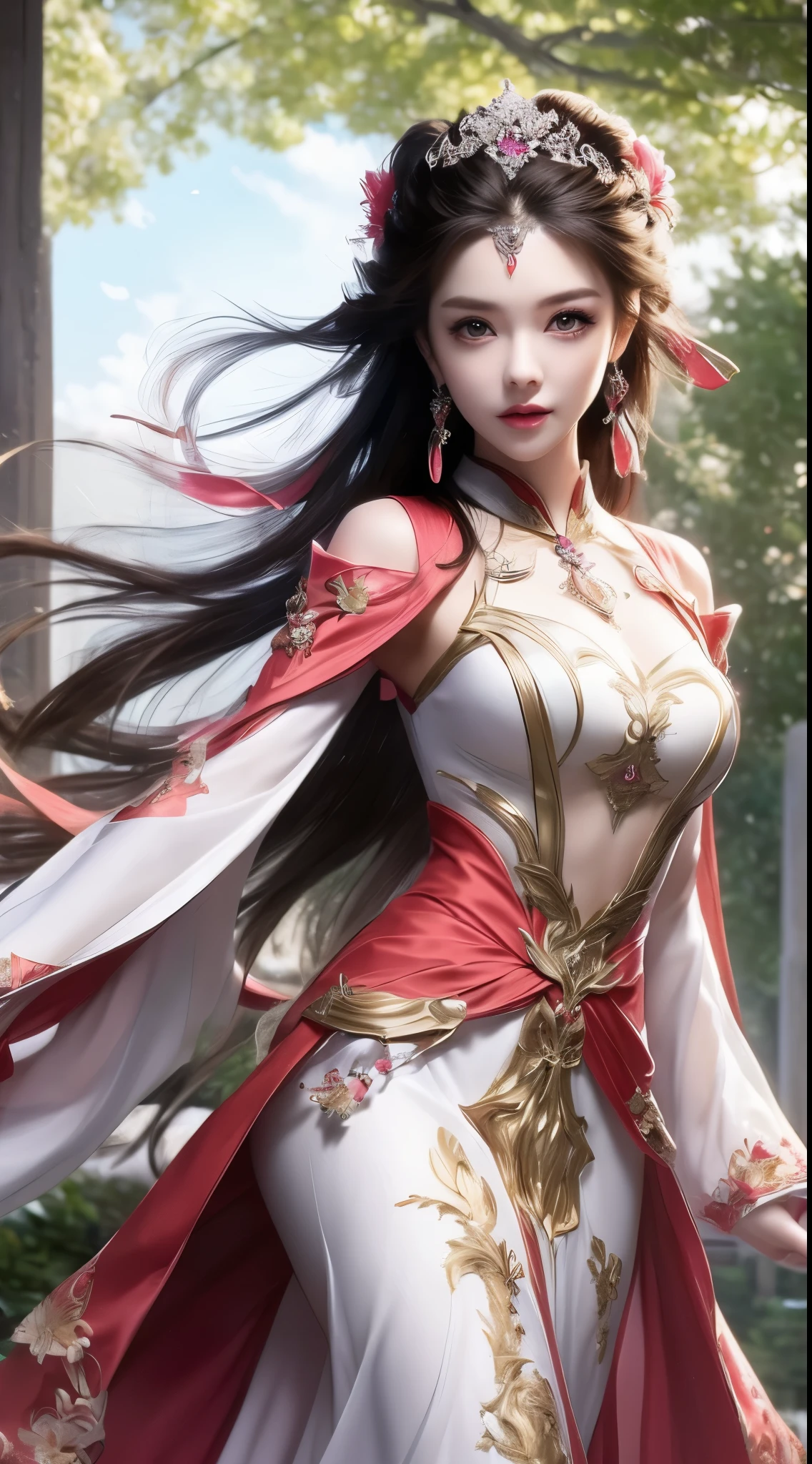 Royal sister,Detailed eyes,详细的脸,mature face,Ripe body,Tall body,Seductive body,Long legs,4k,k hd,fleshy feeling,White translucent lace,White plump delicate body,Beautiful face,Cherry small mouth,Beautiful and delicious(3D royal sister),a plump buttocks,