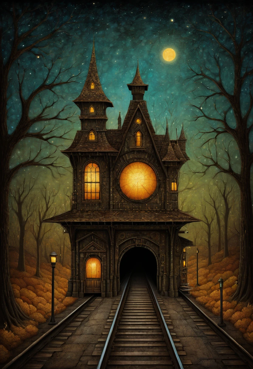 Train Station by Andy Kehoe, best quality, masterpiece, Representative work, official art, Professional, Ultra intricate detailed, 8k