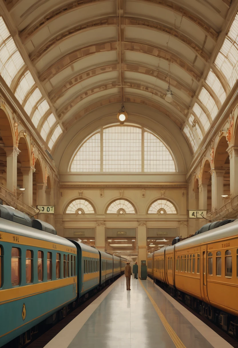 Train Station by Drew Struzan, best quality, masterpiece, Representative work, official art, Professional, Ultra intricate detailed, 8k