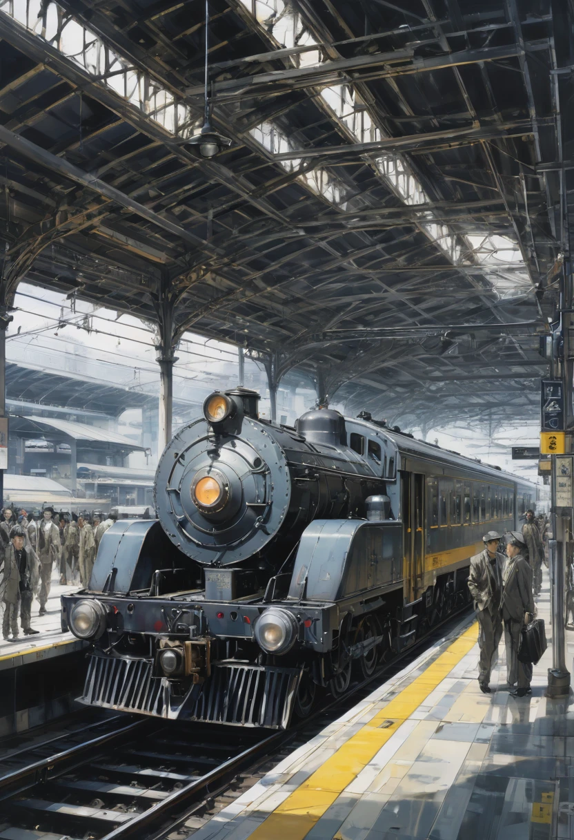 Train Station by Waterhouse, best quality, masterpiece, Representative work, official art, Professional, Ultra intricate detailed, 8k