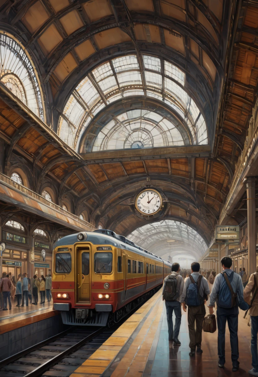 Train Station by JB, best quality, masterpiece, Representative work, official art, Professional, Ultra intricate detailed, 8k