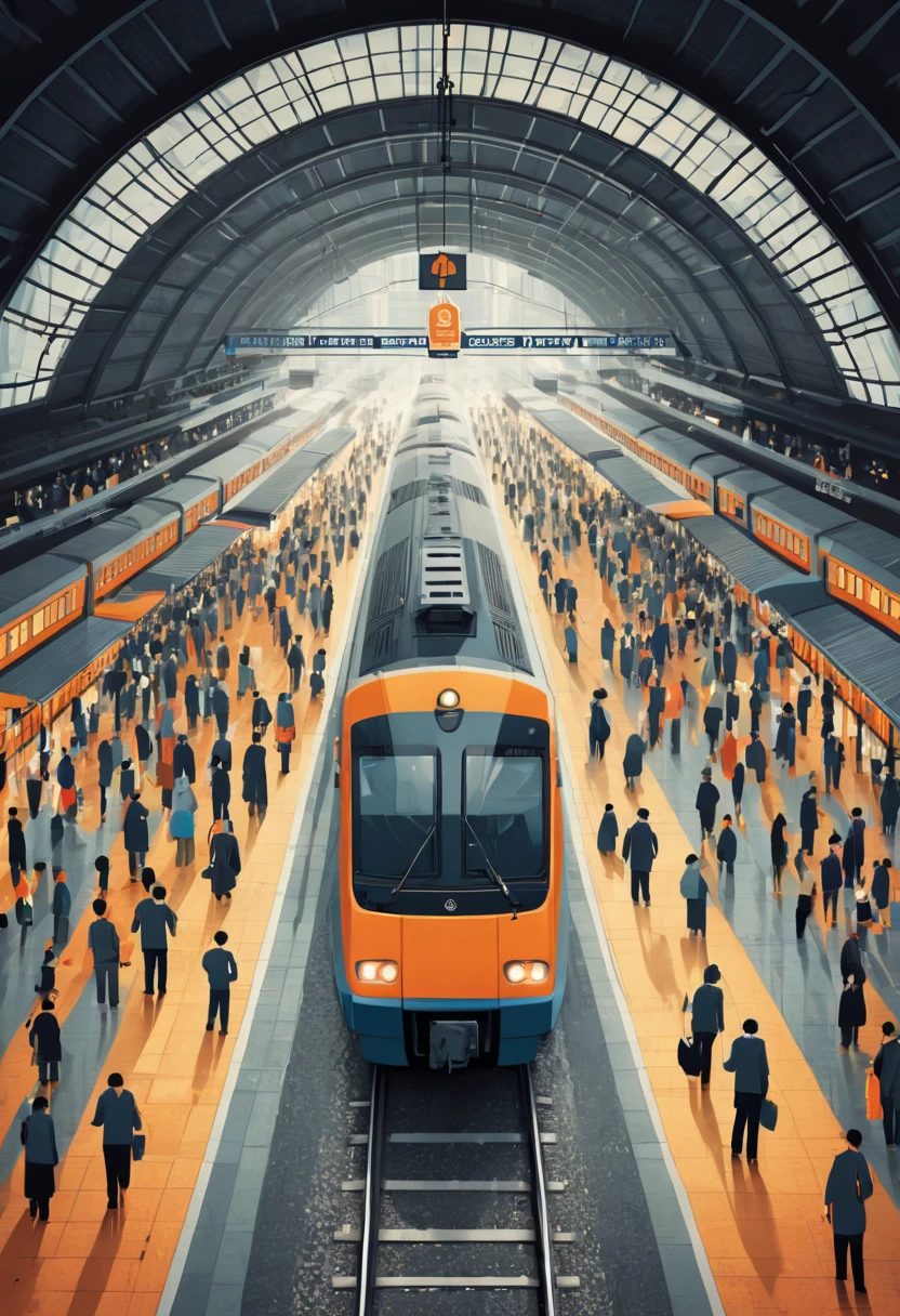 Train Station by James Gilleard, best quality, masterpiece, Representative work, official art, Professional, Ultra intricate detailed, 8k