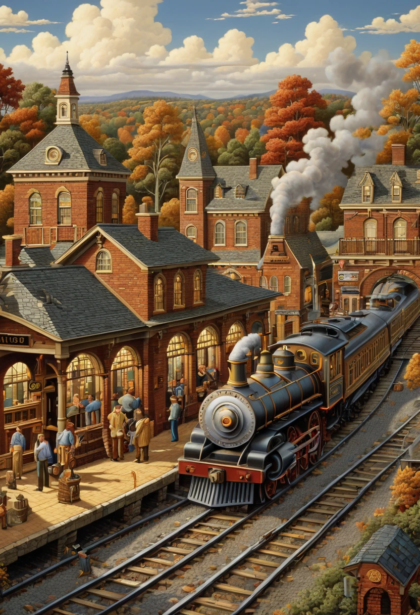 Train Station by James Gilleard, best quality, masterpiece, Representative work, official art, Professional, Ultra intricate detailed, 8k
