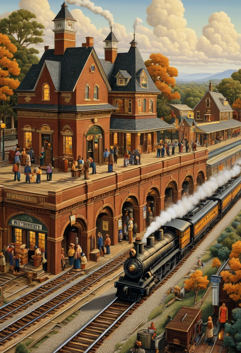 Train Station by James Gilleard, best quality, masterpiece, Representative work, official art, Professional, Ultra intricate detailed, 8k