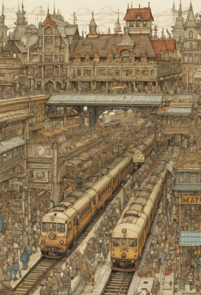 Train Station by Andy Kehoe, best quality, masterpiece, Representative work, official art, Professional, Ultra intricate detailed, 8k