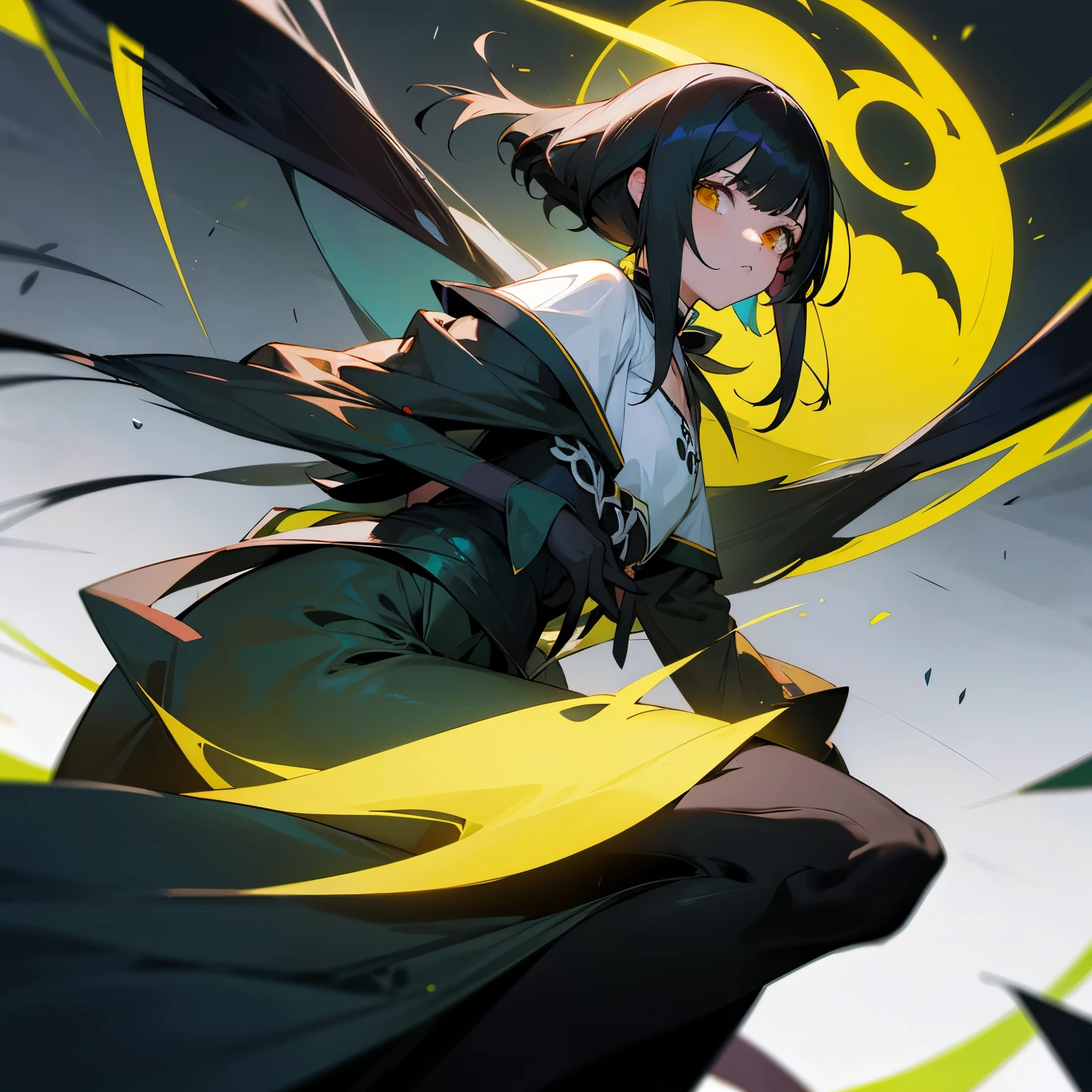 Color blanca chica anime con cabello negro medio largo y con una coleta en el cabello y unos ciernos negros con piedritas con alas negras de mursielago y sin cara con una camisa tipo corsel negra y unas mallas rotas negras