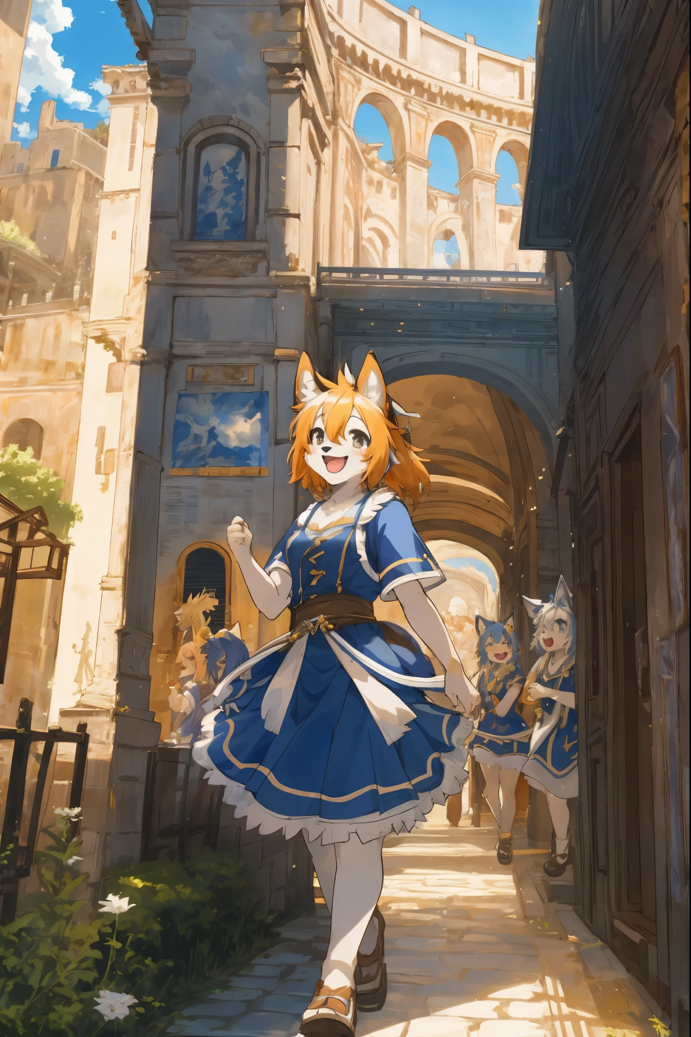 cover page, super high resolution, detailed background, World Heritage Site, Roman holiday, 6+boys, 6+girls, Happy, joyful, Relux, absurdres(Photos of solo travelers)(kemono, furry anthro)cinematic,