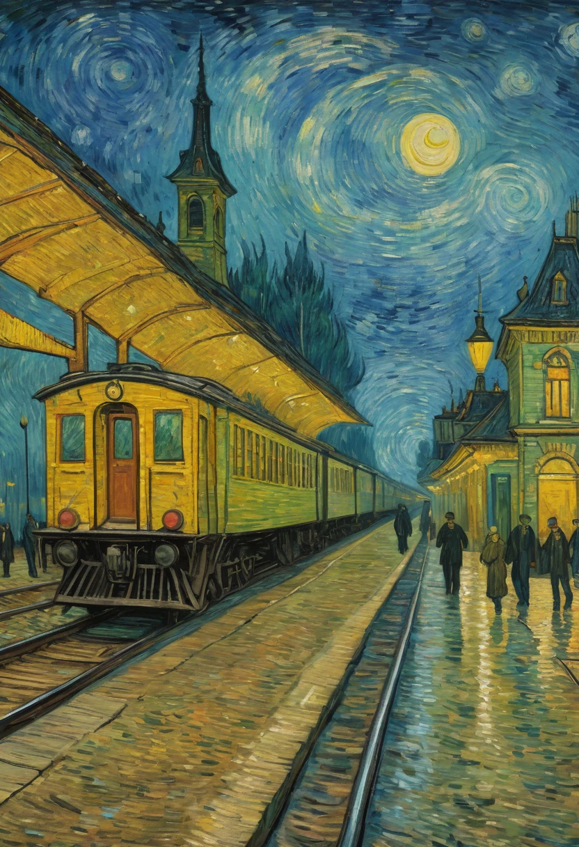 Train Station by Andy Kehoe, best quality, masterpiece, Representative work, official art, Professional, Ultra intricate detailed, 8k