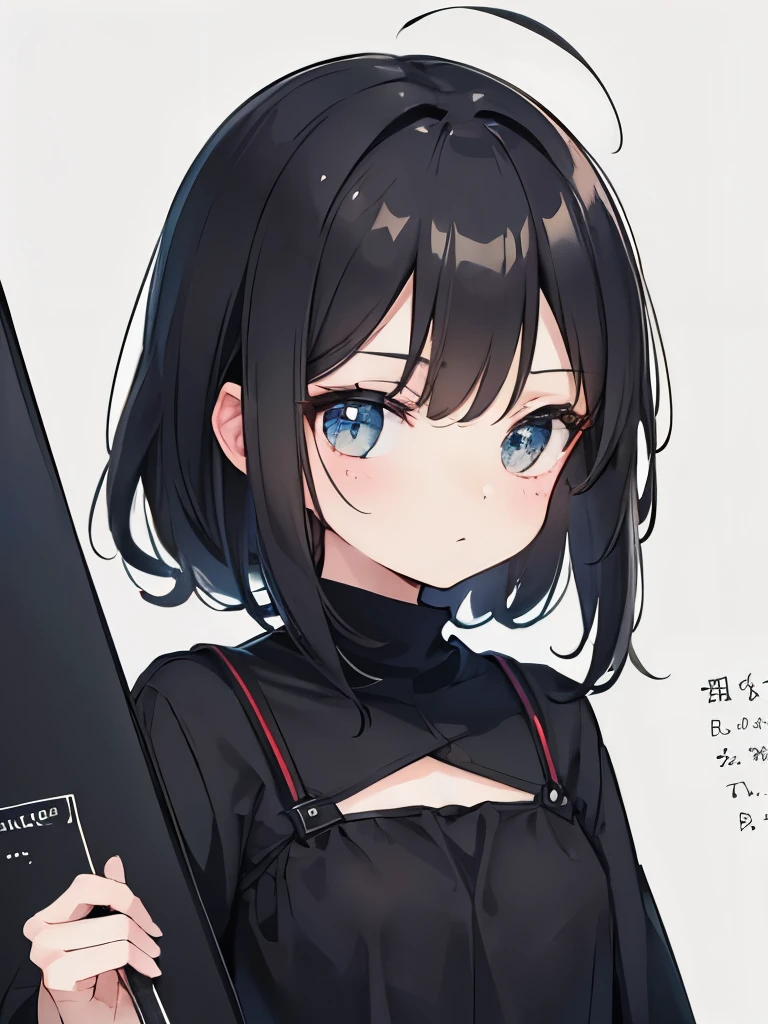 (A design that looks like it's handwritten) Cute, black clothes, mature-looking,No shadow