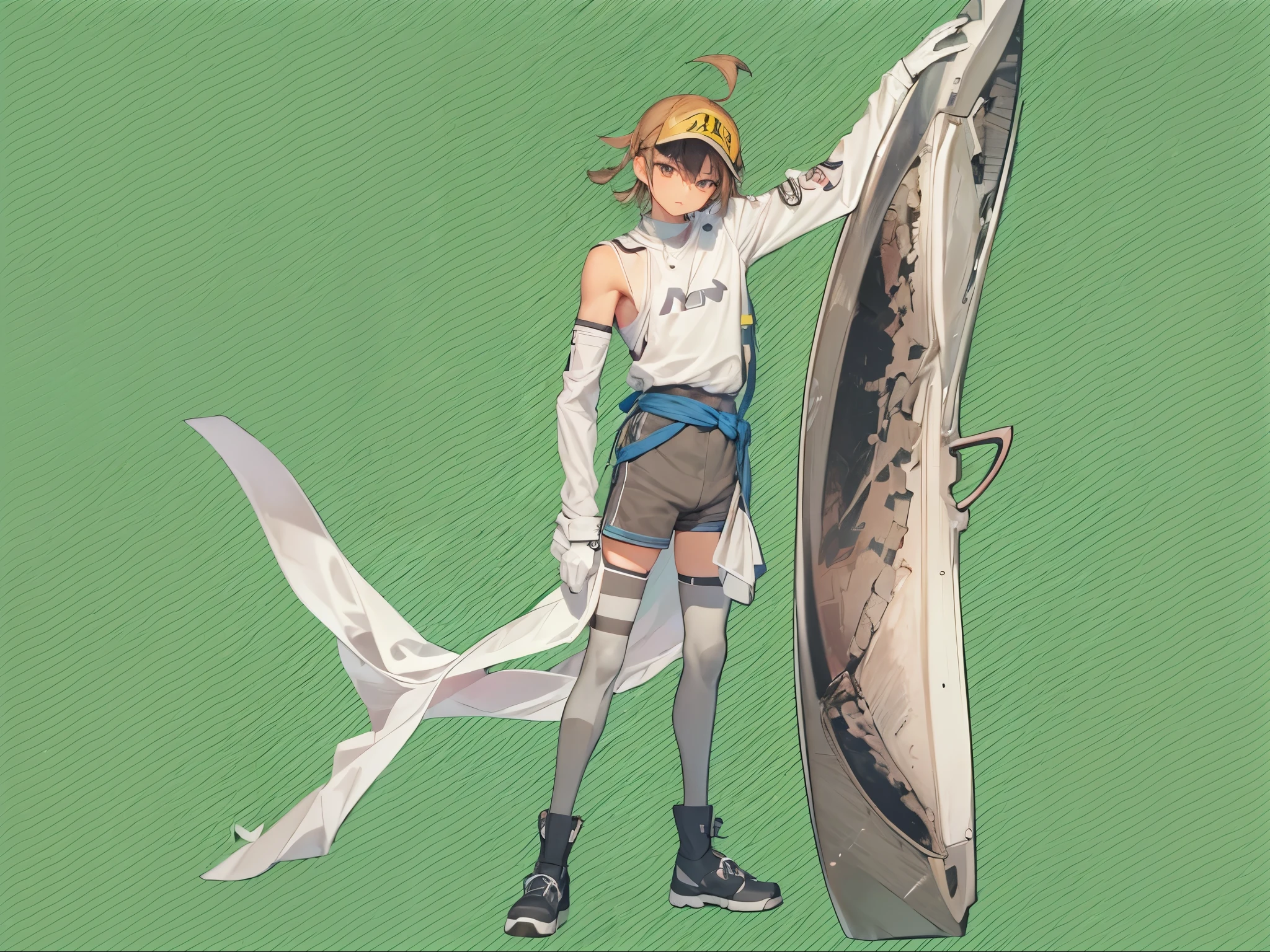 A boy, tuna head, human body, full body, japanese, anime
