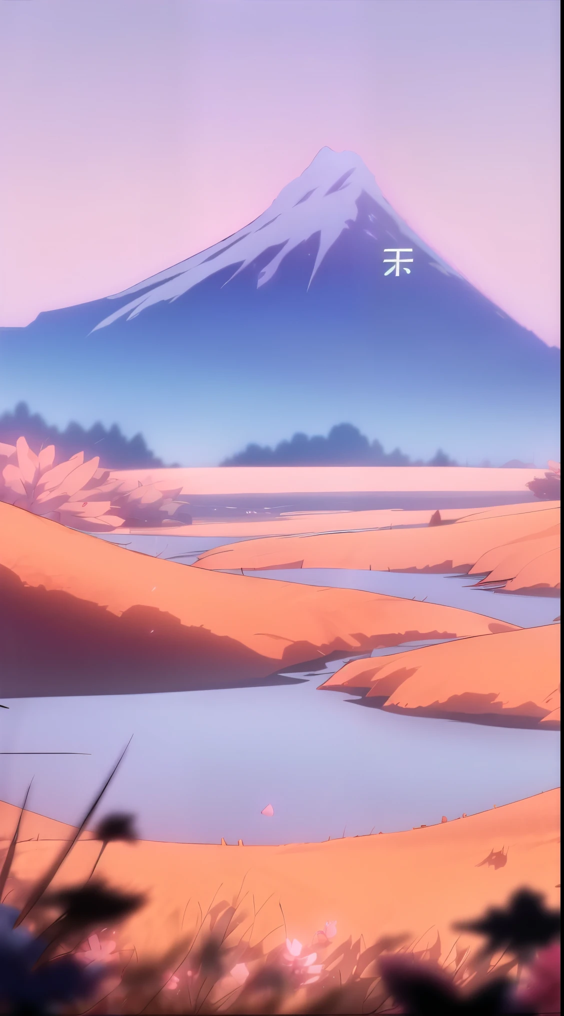 Night, meadows, few small red flowers, clear lakes, sheep, heaven, night sky, hot weather, HD detail, wet watermark, hyper-detail, cinematic, surrealism, soft light, deep field focus bokeh, distant view is giant snowy mountains, ray tracing, and surrealism. --v6