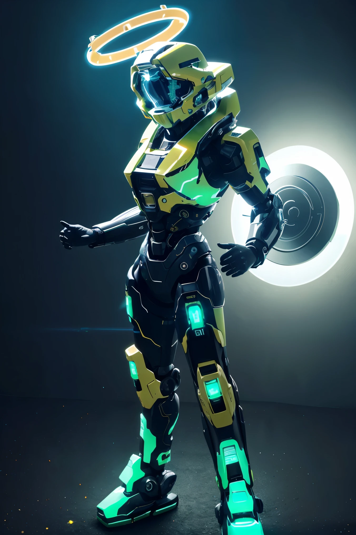 (Masterpiece, Best Quality: 1.4), High Resolution, PVC, Rendering, Chibi, High Resolution, Mechanical Puppet, Symbiote Robot, Steampunk Costume, Full Body, Chibi, Polished Metal Body, Robot Parts, Metallic Gloss, Iridescent, 3D Character, (Phosphorescent Halo Gas: 1.8), Bioluminescence, Robotic Arm, Glittering Gem Eyes, Front View, (True Quality: 1.2), Dynamic Pose,