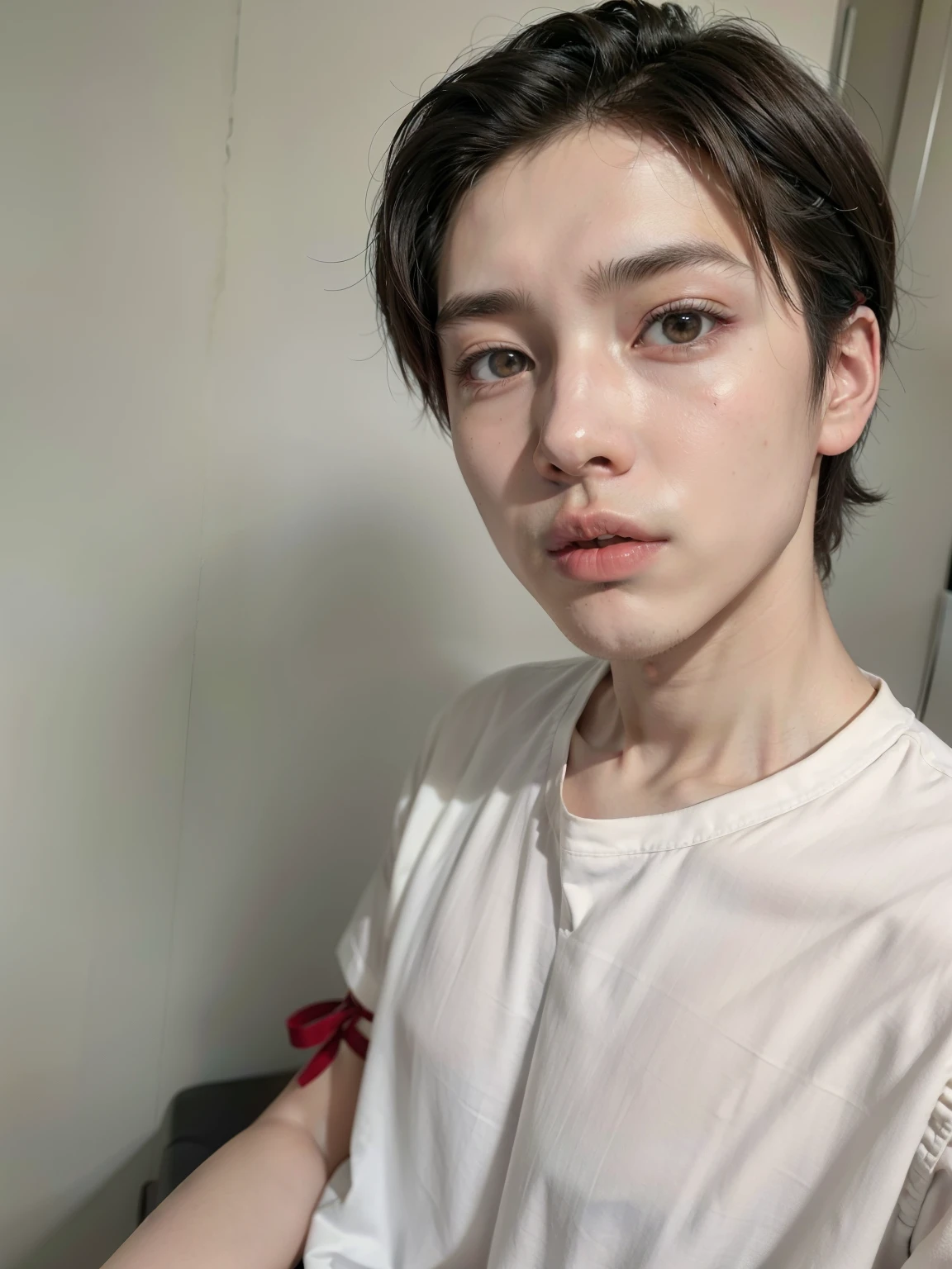 Hombre arafed con camisa blanca y guantes posando para una foto, yanjun chengt, Jung Jaehyun, kim doyoung, kim taejin, hyung tae, androgynous face, cara perfecta y chico, taken in the early 2020s, beautiful androgynous prince, delicate androgynous prince, hsiao-ron
