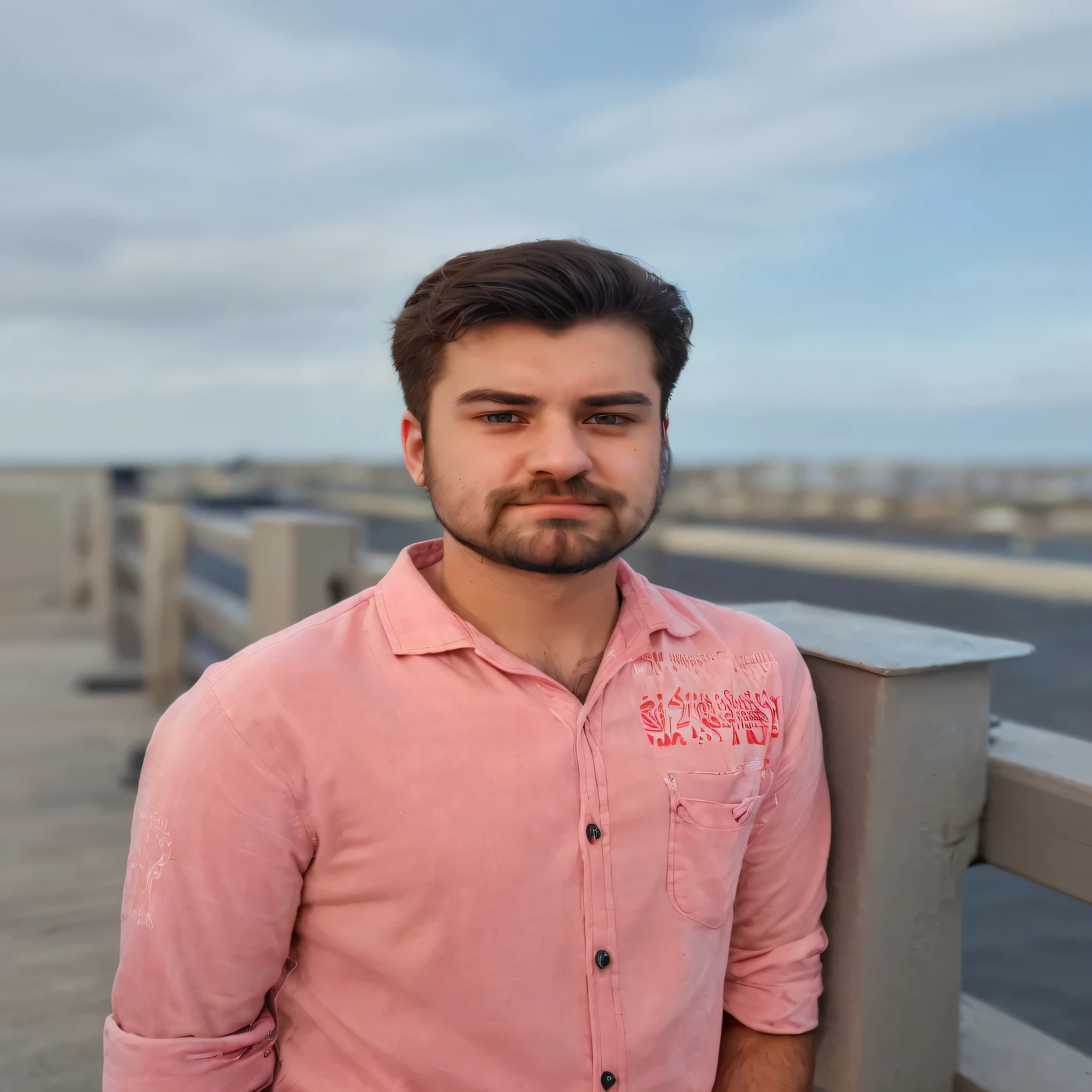 a boy with small beard hair sitting in dark realistic with dark blue shirt, 8k