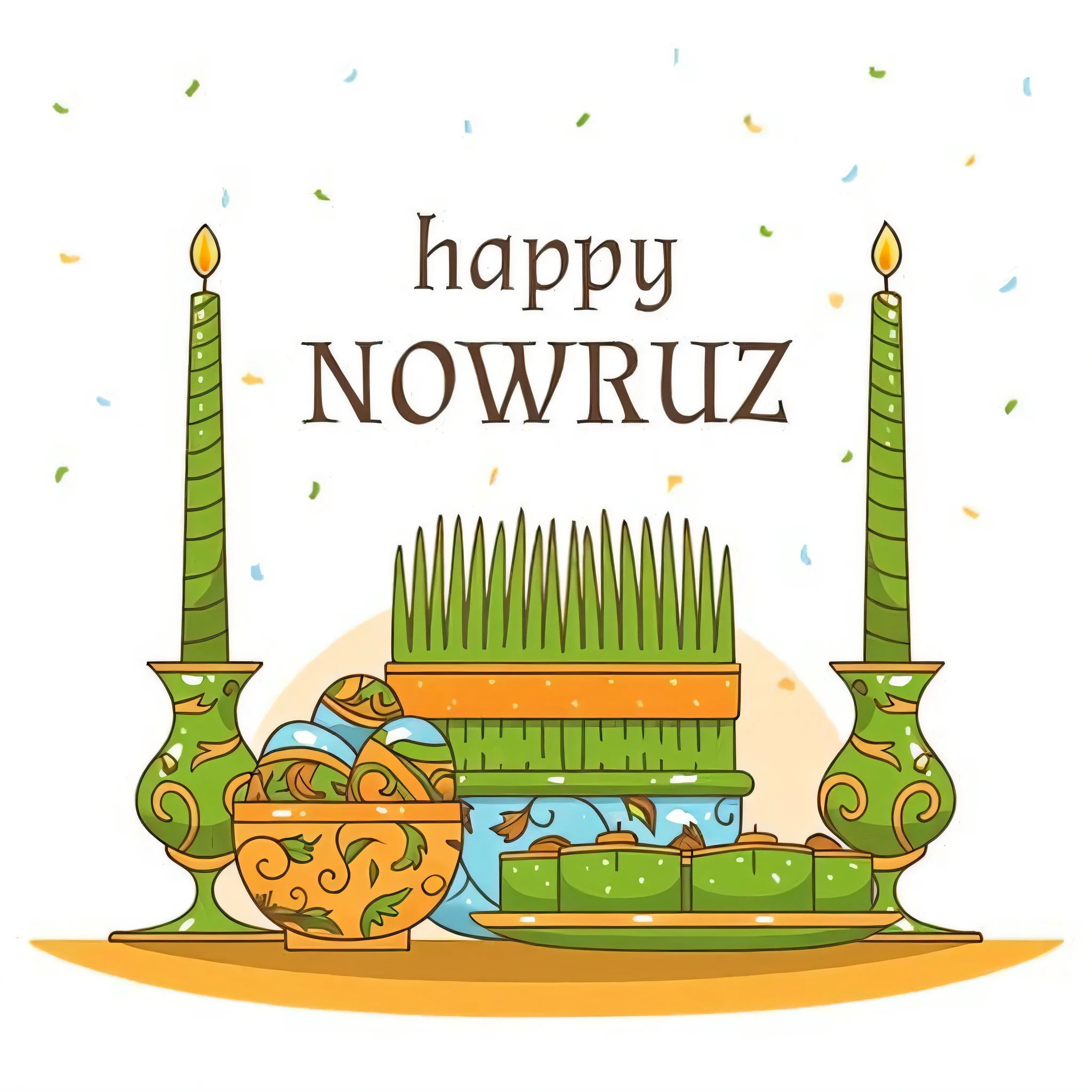 a happy nowruz with candles and a pot of flowers, by Nancy Carline, without background, by Konrad Witz, nouveau art, -n 2, nixeu and greg rutkowski, 🐿🍸🍋, 256x256, 2 5 6 x 2 5 6, by Andrzej Wróblewski, drawn image