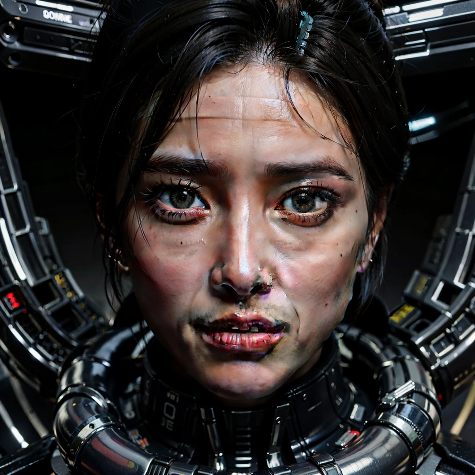 homem arafado com visual futurista e penteado futurista, 8k portrait rendering, detailed retrato de um ciborgue, Akihiko Yoshida. Motor irreal, homem ciborgue, estilo cyberpunk hiper-realista, retrato de um ciborgue, retrato ciborgue, retrato VFX altamente detalhado, retrato de um samurai cyberpunk, retrato de close-up de ciborgue, cara ciberpunk