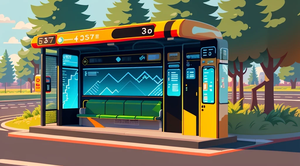 isometric style，120 degrees accurate，Poly Art，by the road，There is a bus stop，there are many cards, The three license plates in the middle, electronic signage, Super detailed，Super detailed，Super detailed，Super detailed，Super detailed，3D stylized scene