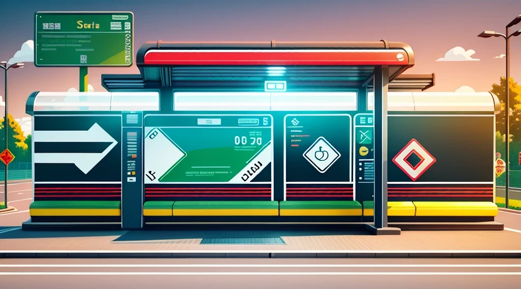 isometric style,120 degrees accurate,Poly Art,by the road,There is a bus stop,there are many cards, The three license plates in the middle, electronic signage, Super detailed,Super detailed,Super detailed,Super detailed,Super detailed,3D stylized scene