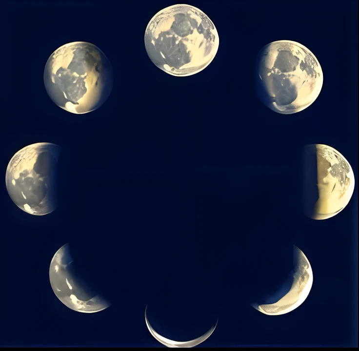 Cartoon picture of various phases of the moonmoon