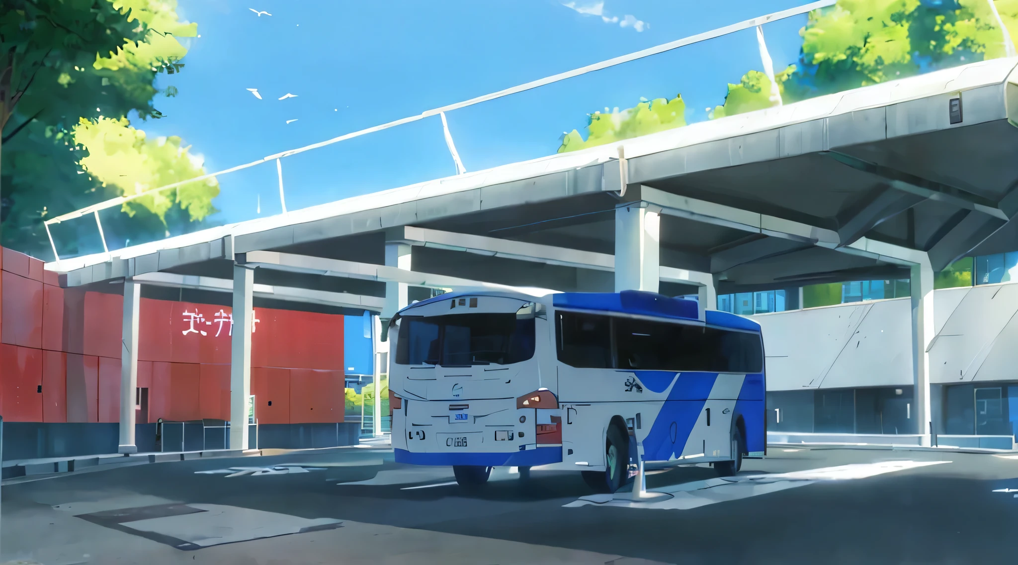 white blue bus in the terminal