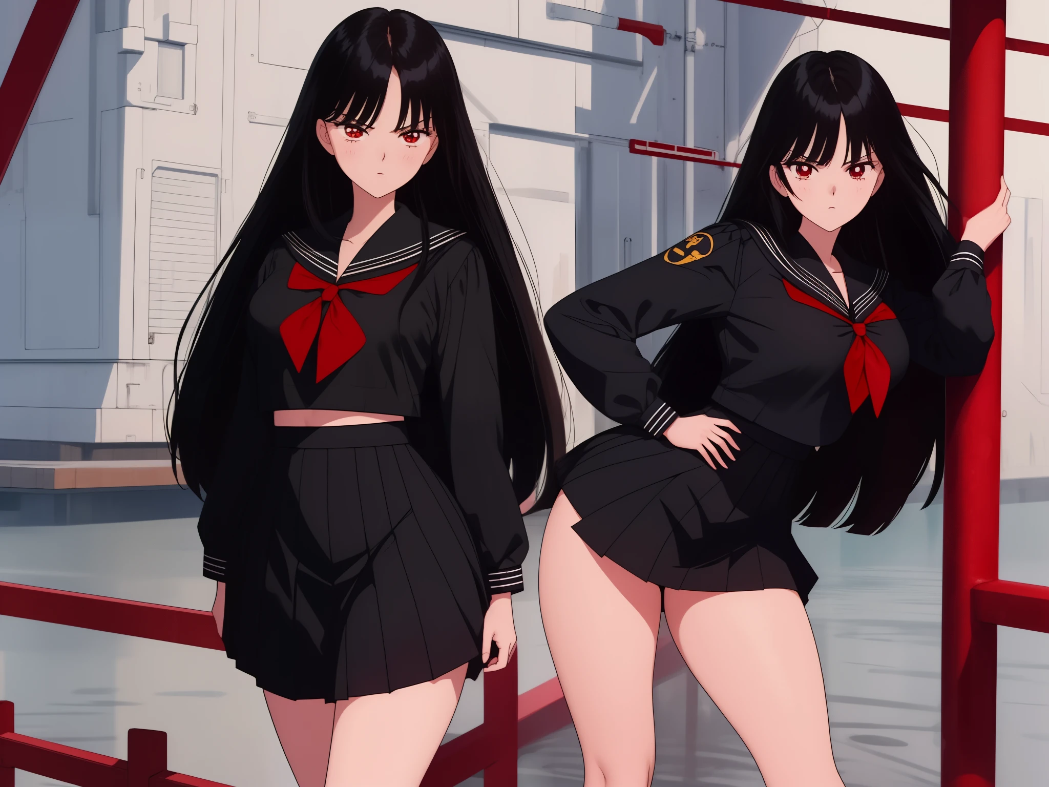 nsfw, ((masterpiece)), ((best quality)), (ultra-detailed), ((kawaii)), cute, (lovely), ((sexy)), (ero), ((extremely detailed)), 4K, (8K), best quality, (beautiful), illustration, anime style, dynamic angle, cowboy shot, heavy outline, clear outline, a , , 12 years old, soght blue sailor collar)), ((sailor collar hat)), light blue boots, ((white leotard peek)),((white:1.2, lowleg leotard:1.3)), beautiful black hair, beautiful black eyes, ((beautiful eyes)), droopy eyes, white-skinned, blunt bangs, long hair, flat breast, tiny breast, ribon, smile, cameltoe, legs apart, (three sided view:1.5)